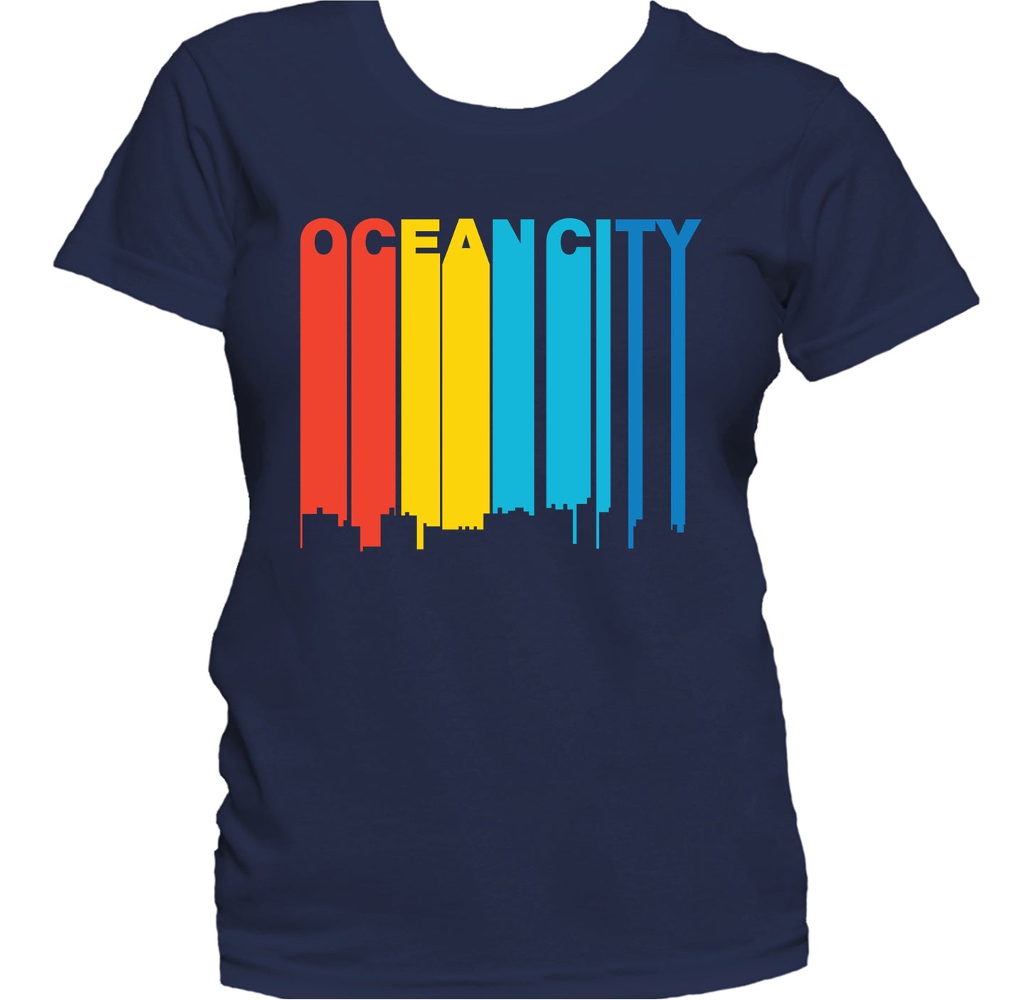 Retro 1970's Style Ocean City Maryland Skyline Women's T-Shirt