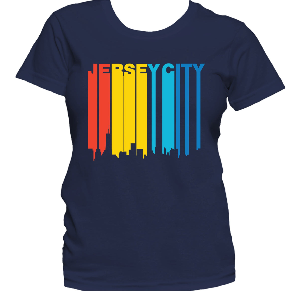 Retro 1970's Style Jersey City New Jersey Skyline Women's T-Shirt