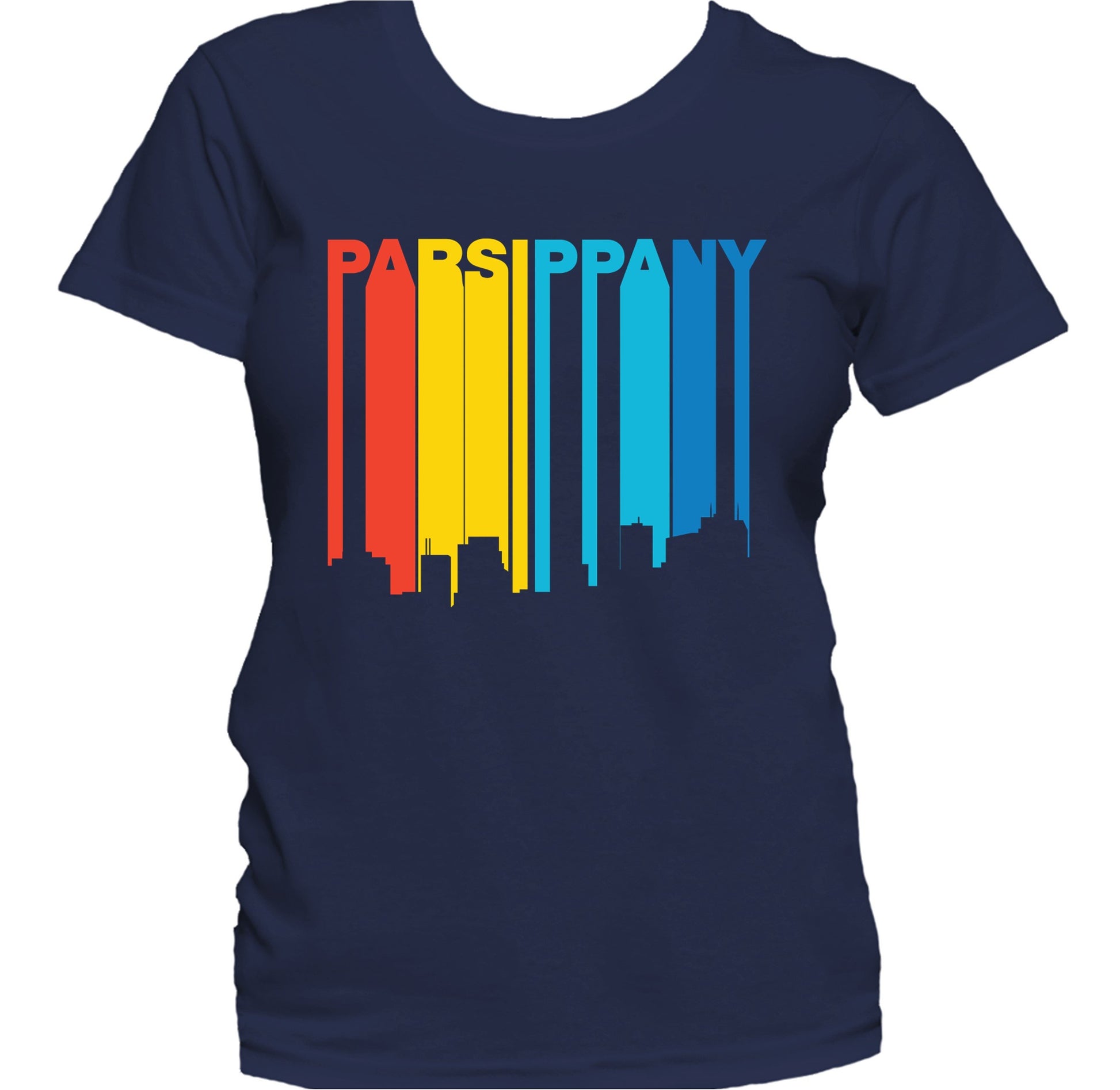 Retro 1970's Style Parsippany New Jersey Skyline Women's T-Shirt