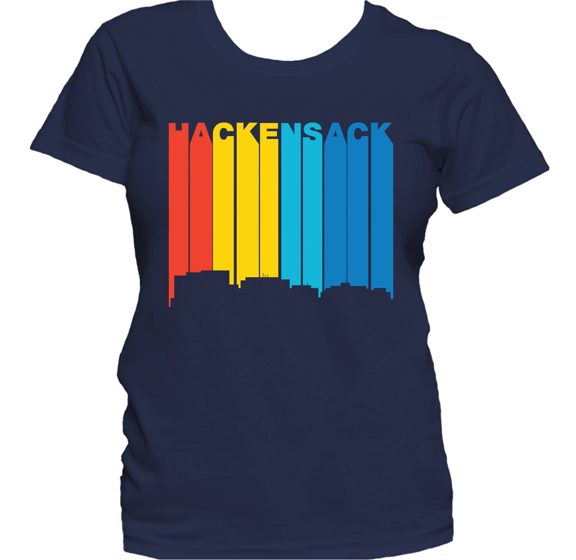 Retro 1970's Style Hackensack New Jersey Skyline Women's T-Shirt