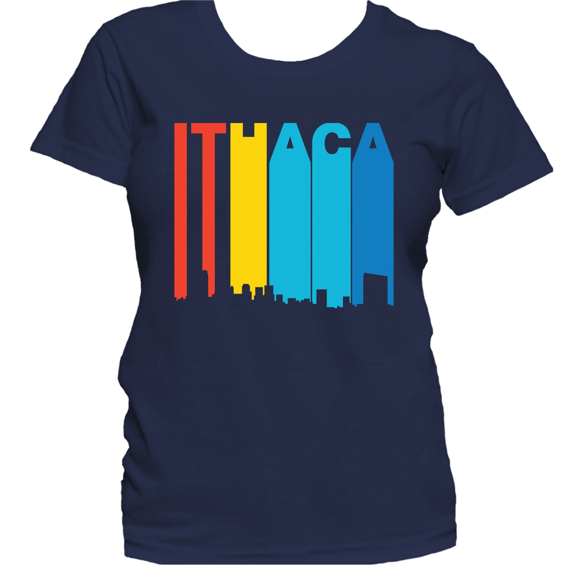 Retro 1970's Style Ithaca New York Skyline Women's T-Shirt