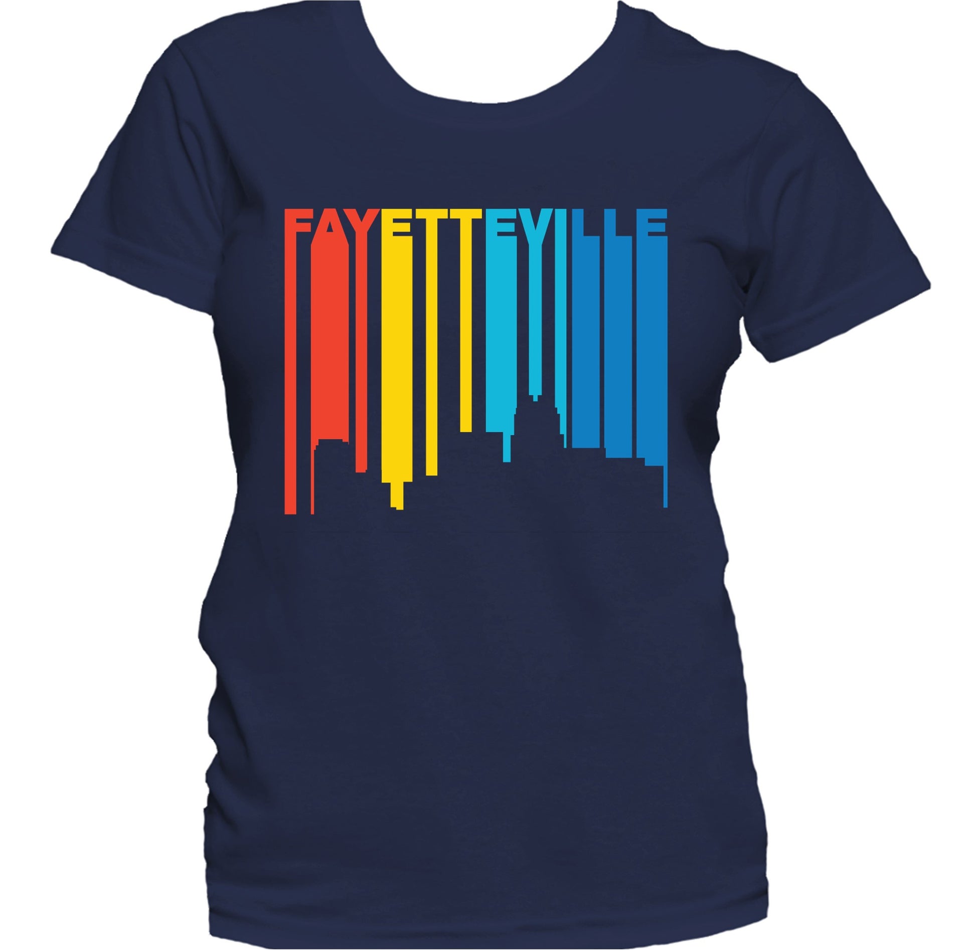 Retro 1970's Style Fayetteville North Carolina Skyline Women's T-Shirt