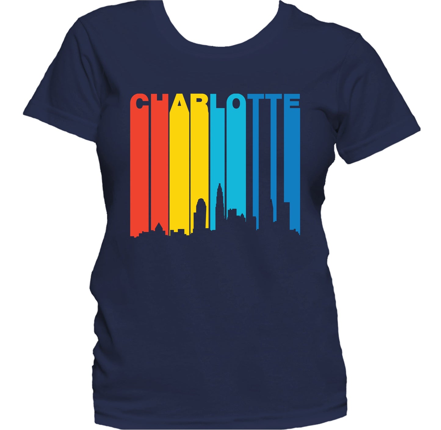 Retro 1970's Style Charlotte North Carolina Skyline Women's T-Shirt