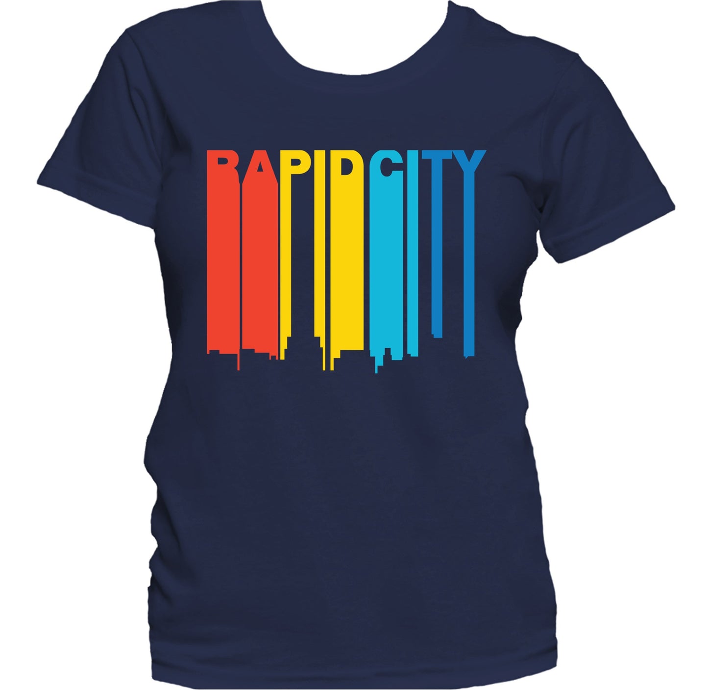 Retro 1970's Style Rapid City South Dakota Skyline Women's T-Shirt