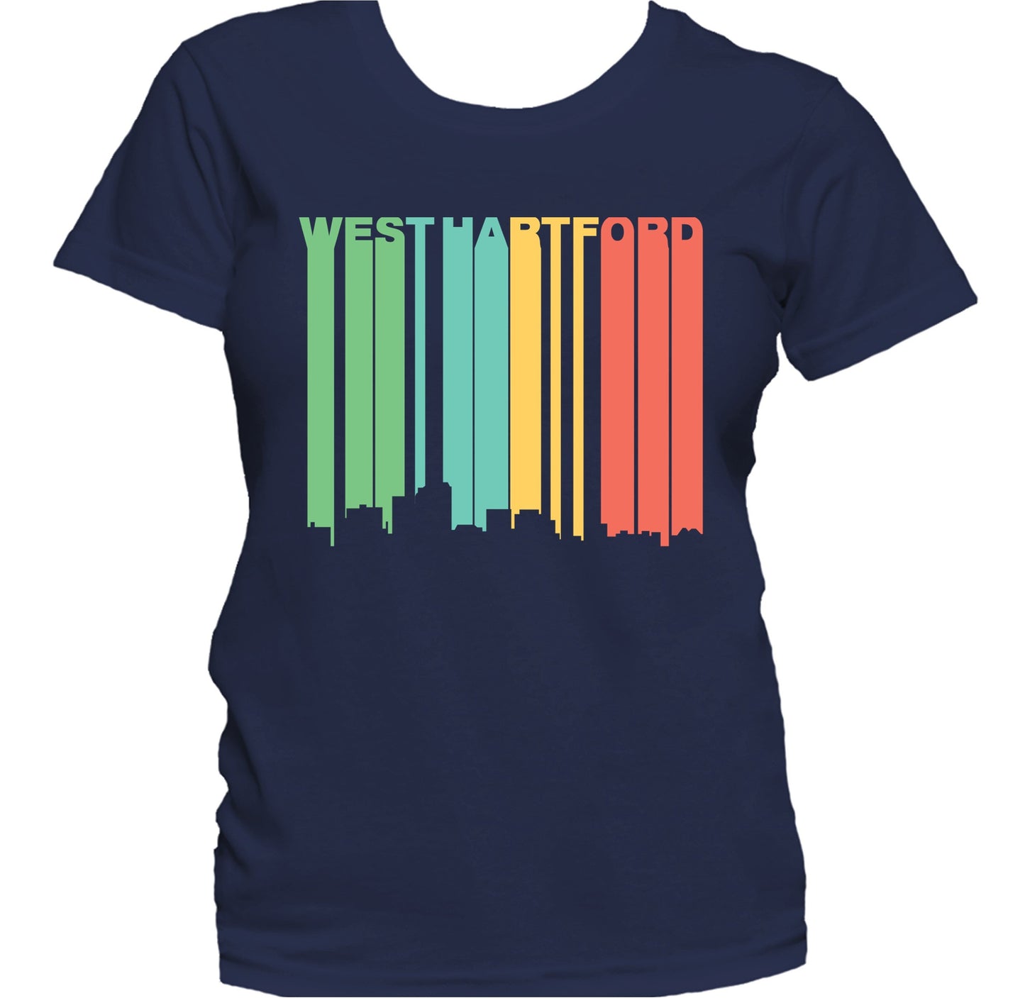 Retro 1970's Style West Hartford Connecticut Skyline Women's T-Shirt