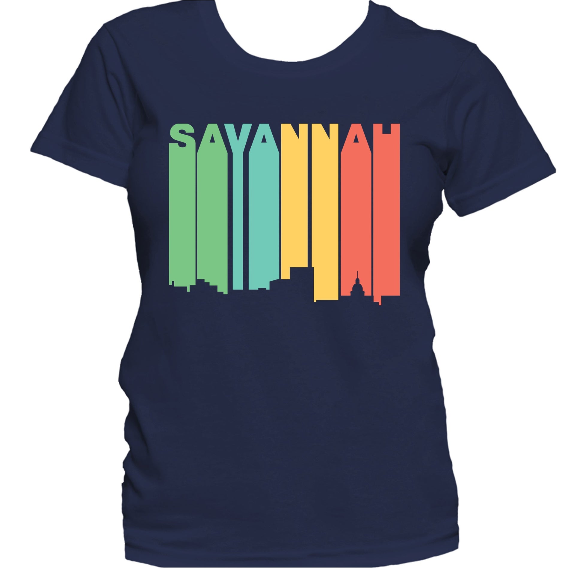 Retro 1970's Style Savannah Georgia Skyline Women's T-Shirt