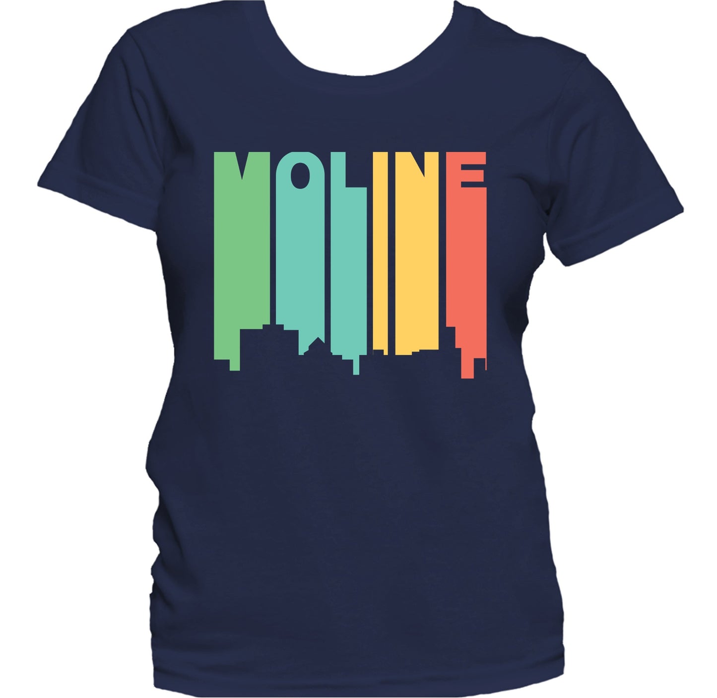 Retro 1970's Style Moline Illinois Skyline Women's T-Shirt