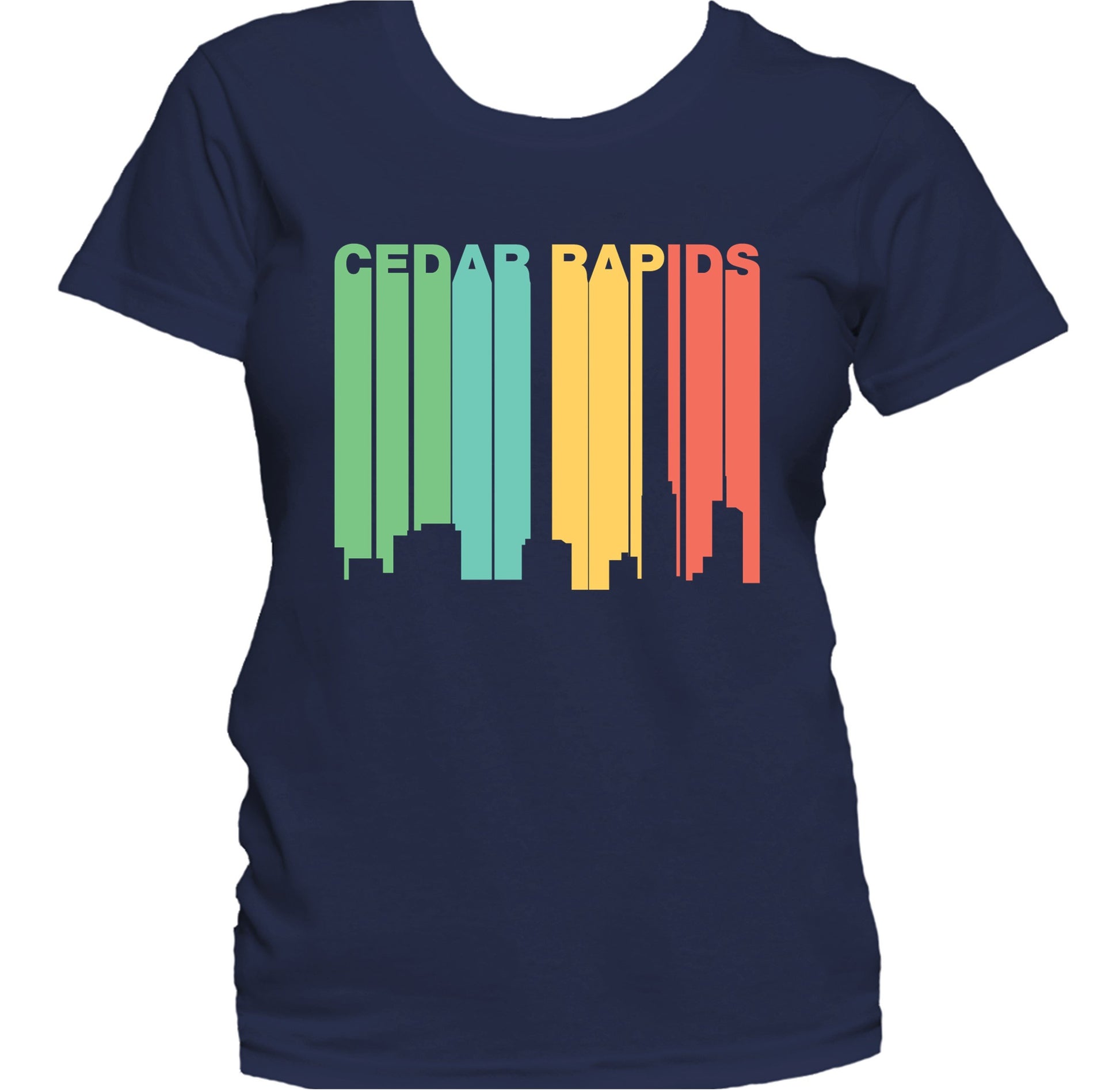 Retro 1970's Style Cedar Rapids Iowa Skyline Women's T-Shirt