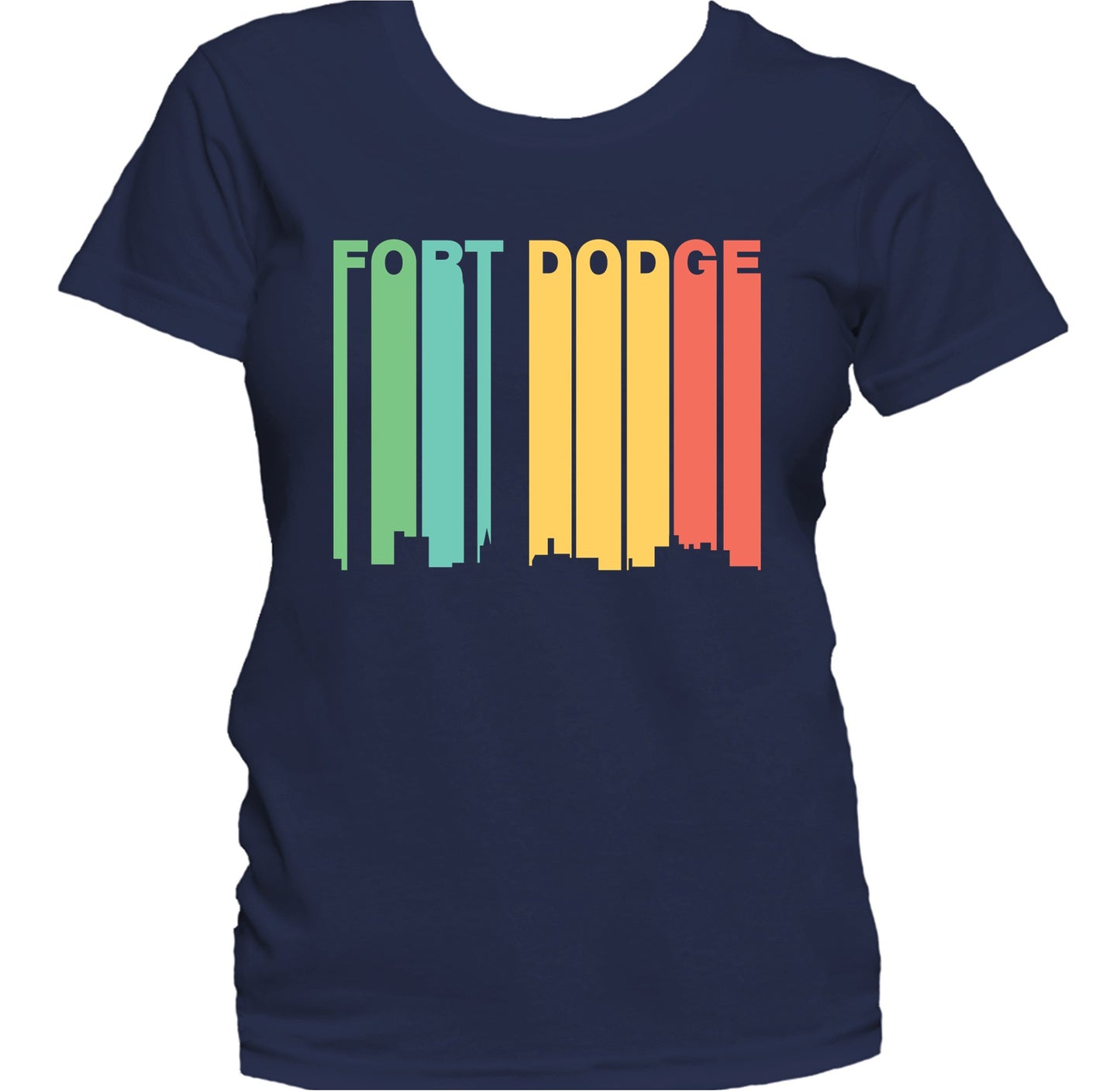 Retro 1970's Style Fort Dodge Iowa Skyline Women's T-Shirt