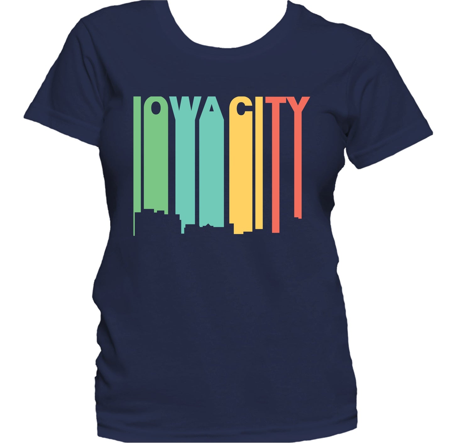 Retro 1970's Style Iowa City Iowa Skyline Women's T-Shirt
