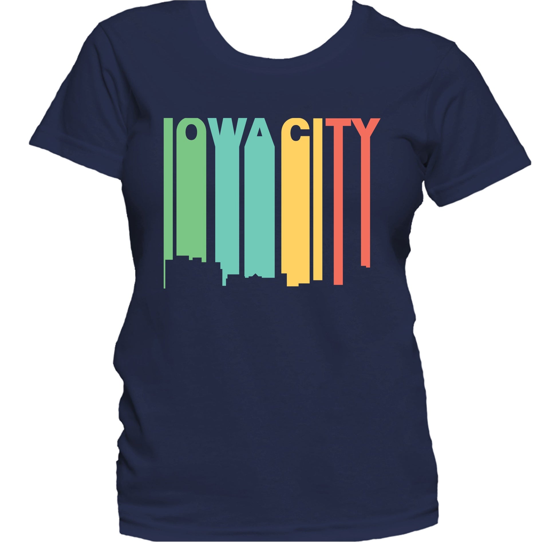 Retro 1970's Style Iowa City Iowa Skyline Women's T-Shirt