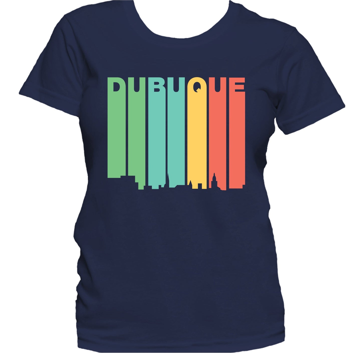Retro 1970's Style Dubuque Iowa Skyline Women's T-Shirt