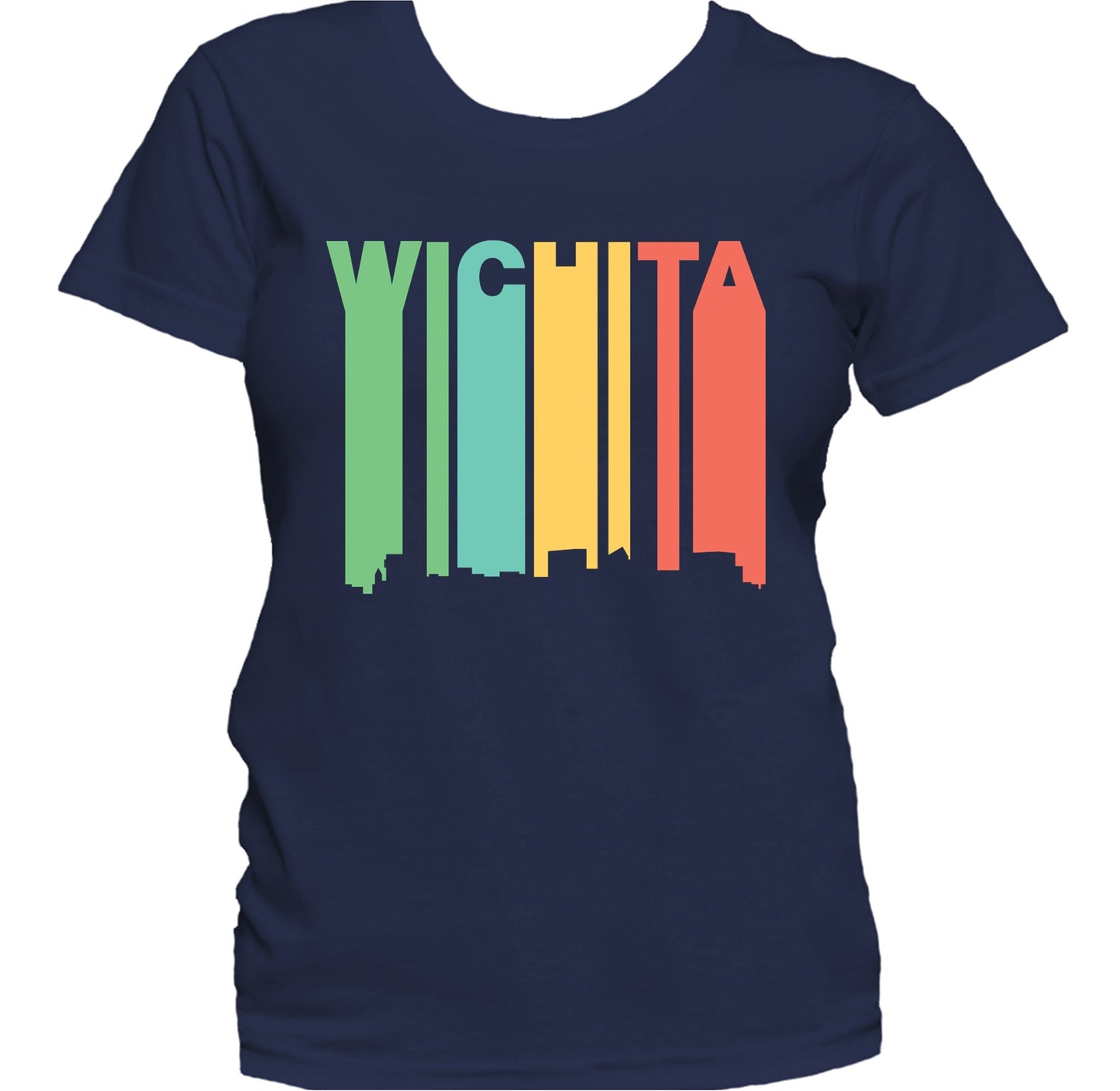 Retro 1970's Style Wichita Kansas Skyline Women's T-Shirt