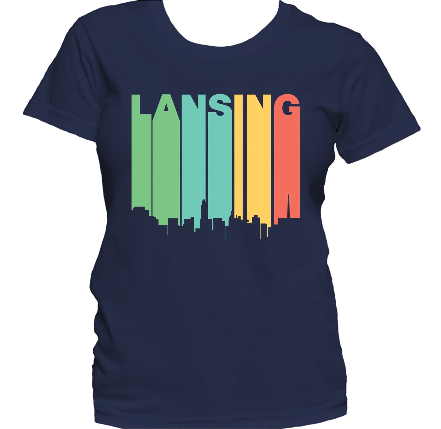 Retro 1970's Style Lansing Michigan Skyline Women's T-Shirt