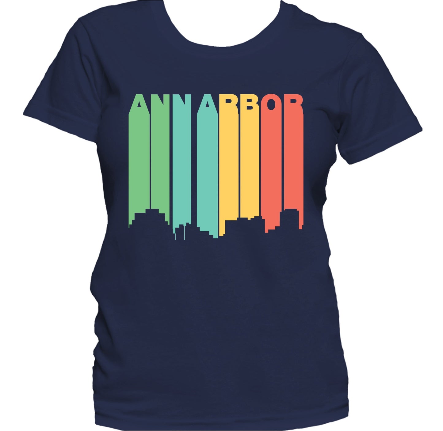 Retro 1970's Style Ann Arbor Michigan Skyline Women's T-Shirt