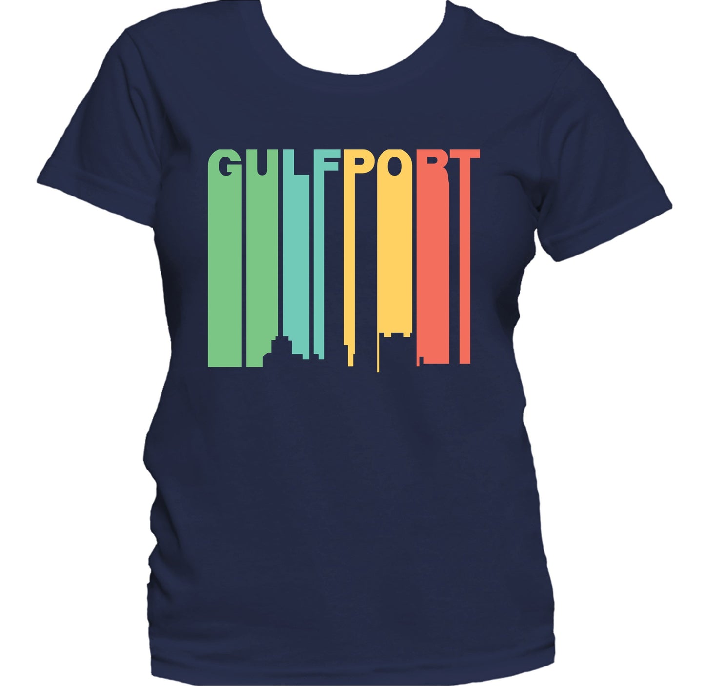 Retro 1970's Style Gulfport Mississippi Skyline Women's T-Shirt