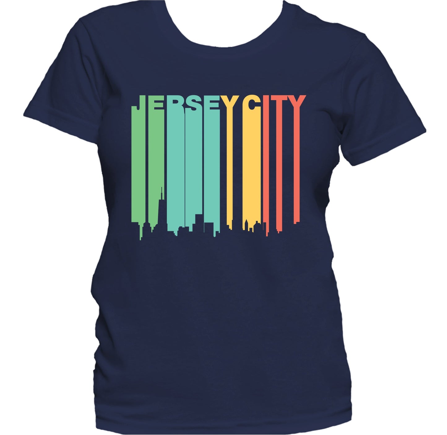 Retro 1970's Style Jersey City New Jersey Skyline Women's T-Shirt
