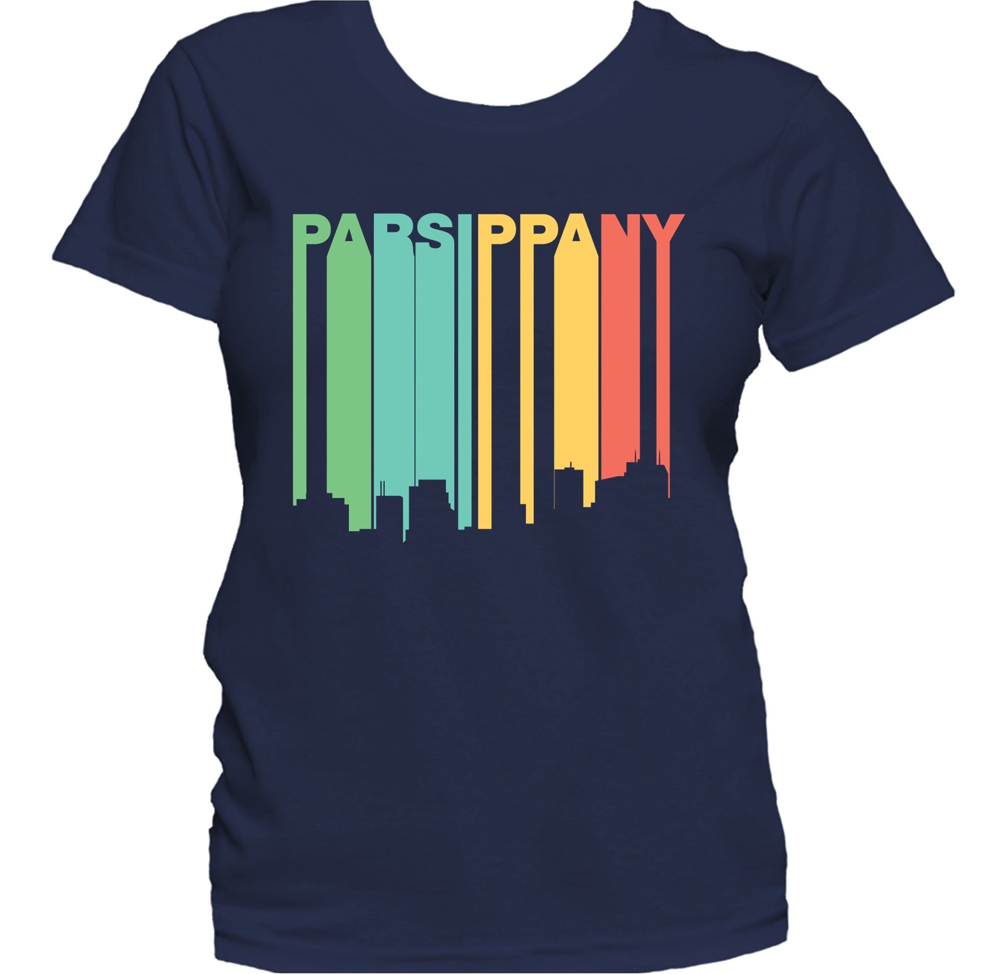 Retro 1970's Style Parsippany New Jersey Skyline Women's T-Shirt