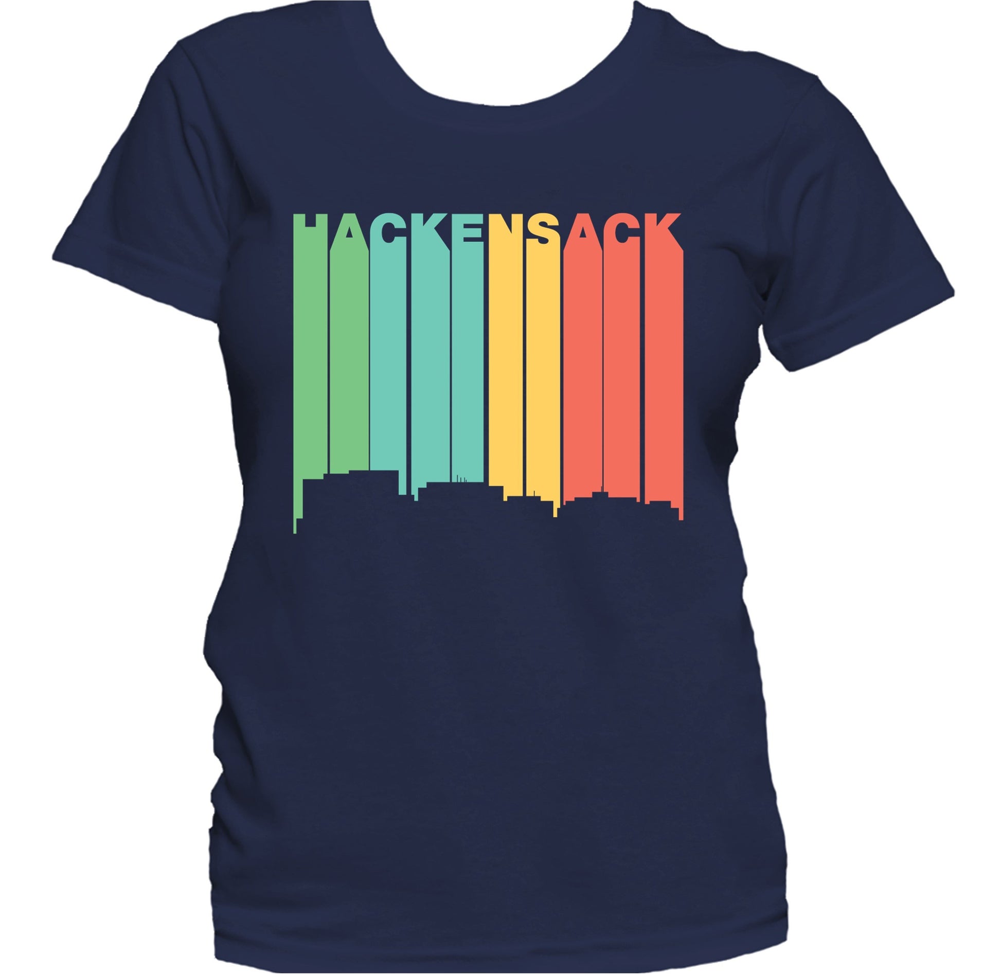 Retro 1970's Style Hackensack New Jersey Skyline Women's T-Shirt