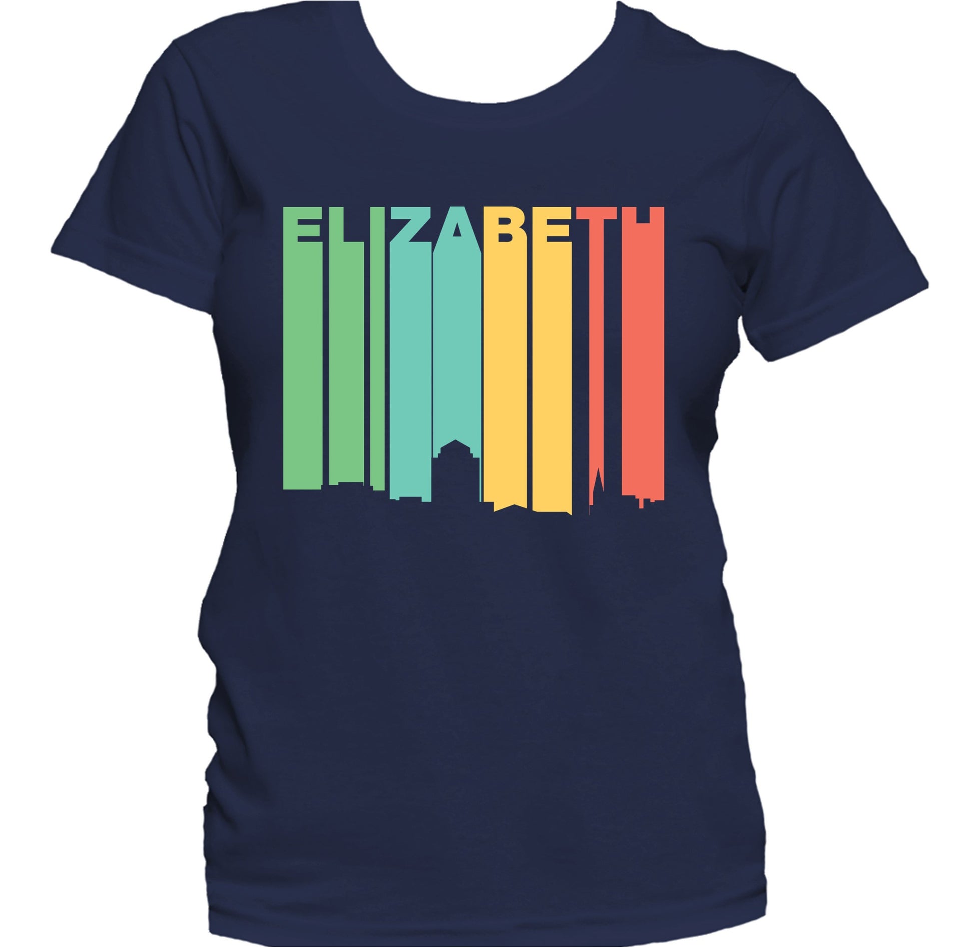 Retro 1970's Style Elizabeth New Jersey Skyline Women's T-Shirt