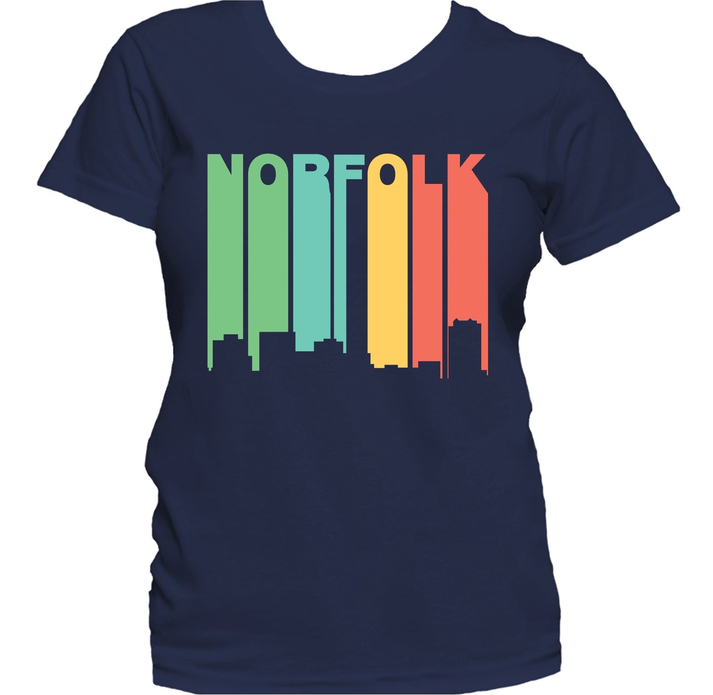 Retro 1970's Style Norfolk Virginia Skyline Women's T-Shirt