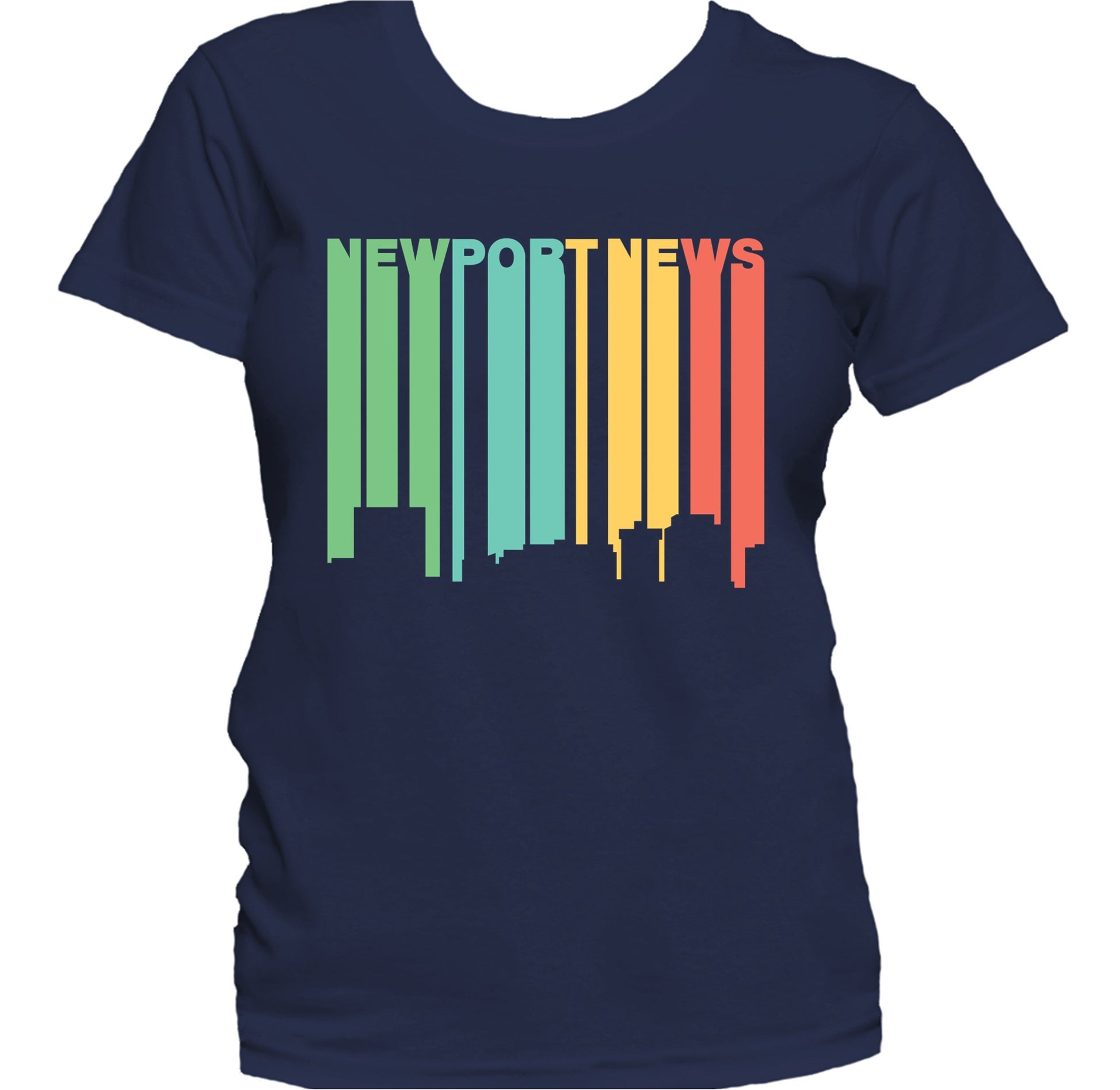 Retro 1970's Style Newport News Virginia Skyline Women's T-Shirt