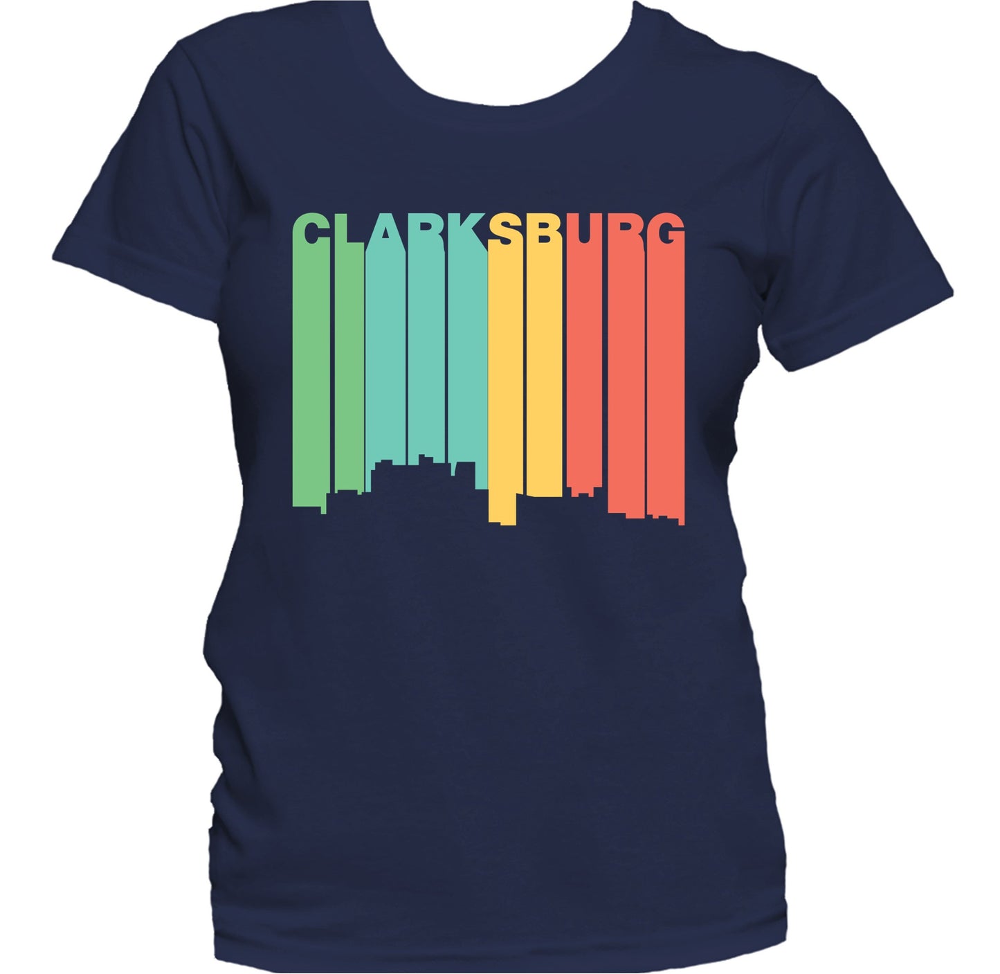 Retro 1970's Style Clarksburg West Virginia Skyline Women's T-Shirt