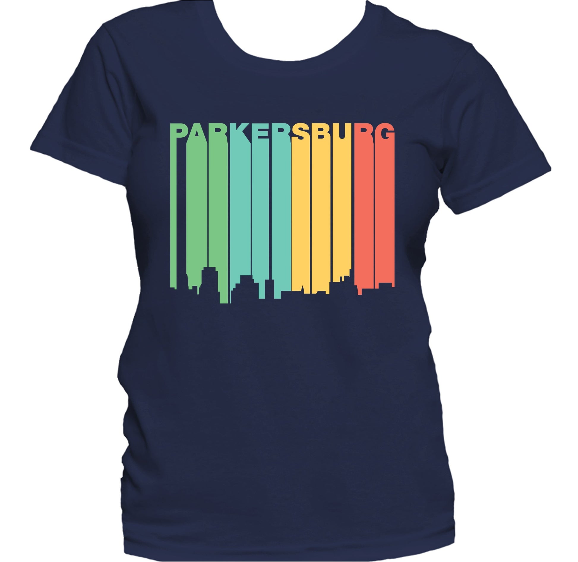 Retro 1970's Style Parkersburg West Virginia Skyline Women's T-Shirt