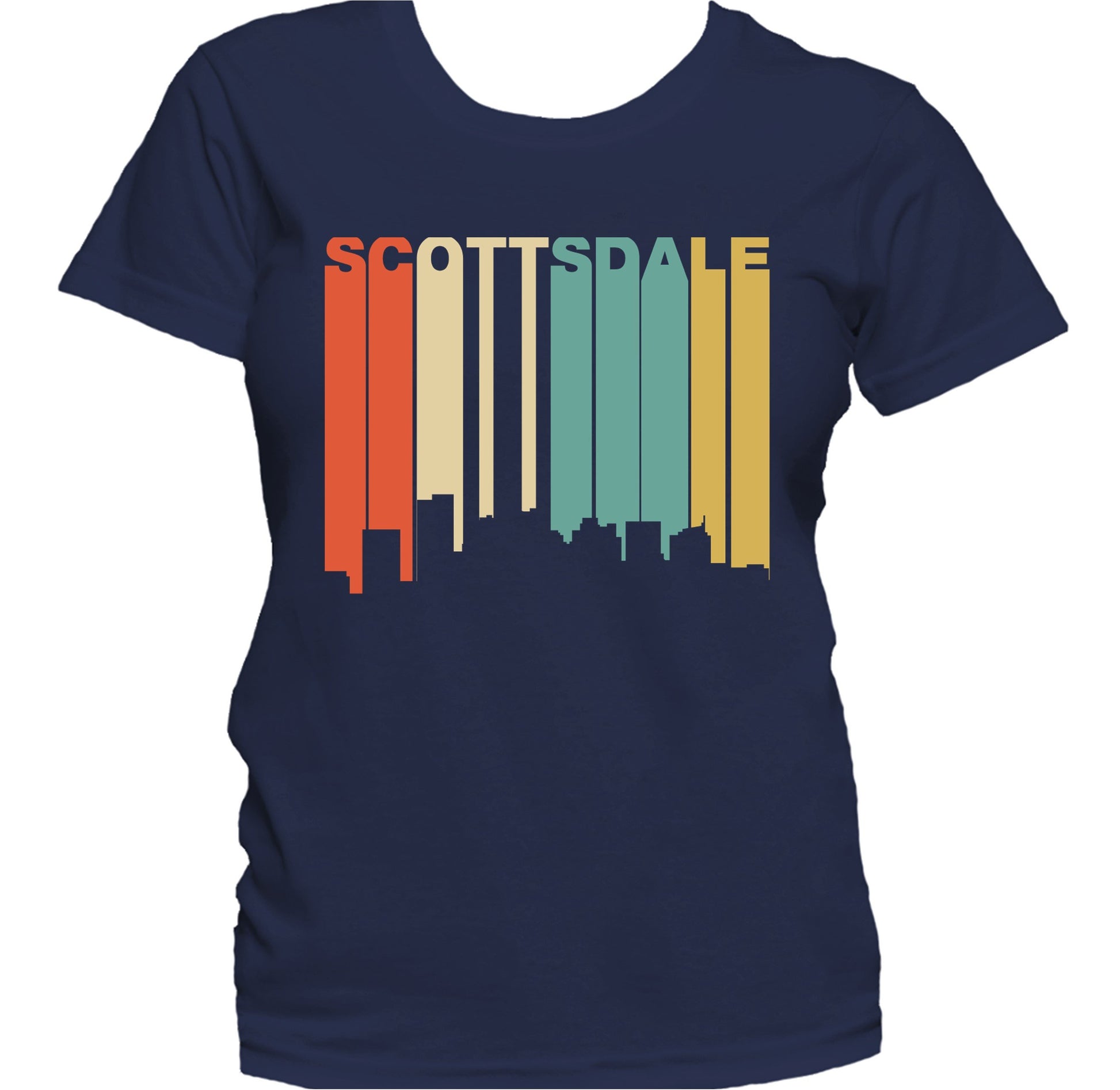 Retro 1970's Style Scottsdale Arizona Skyline Women's T-Shirt