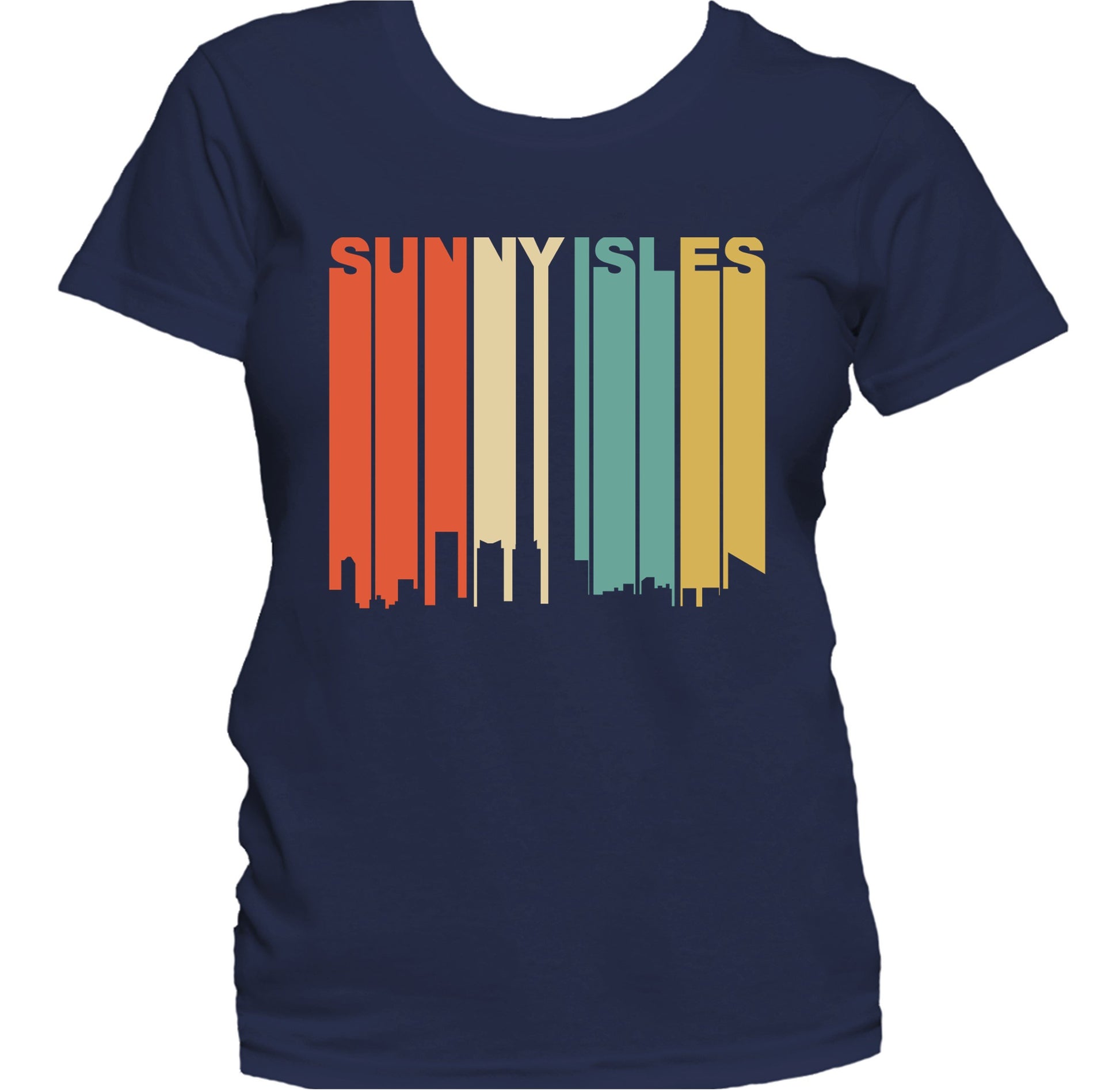 Retro 1970's Style Sunny Isles Beach Florida Skyline Women's T-Shirt