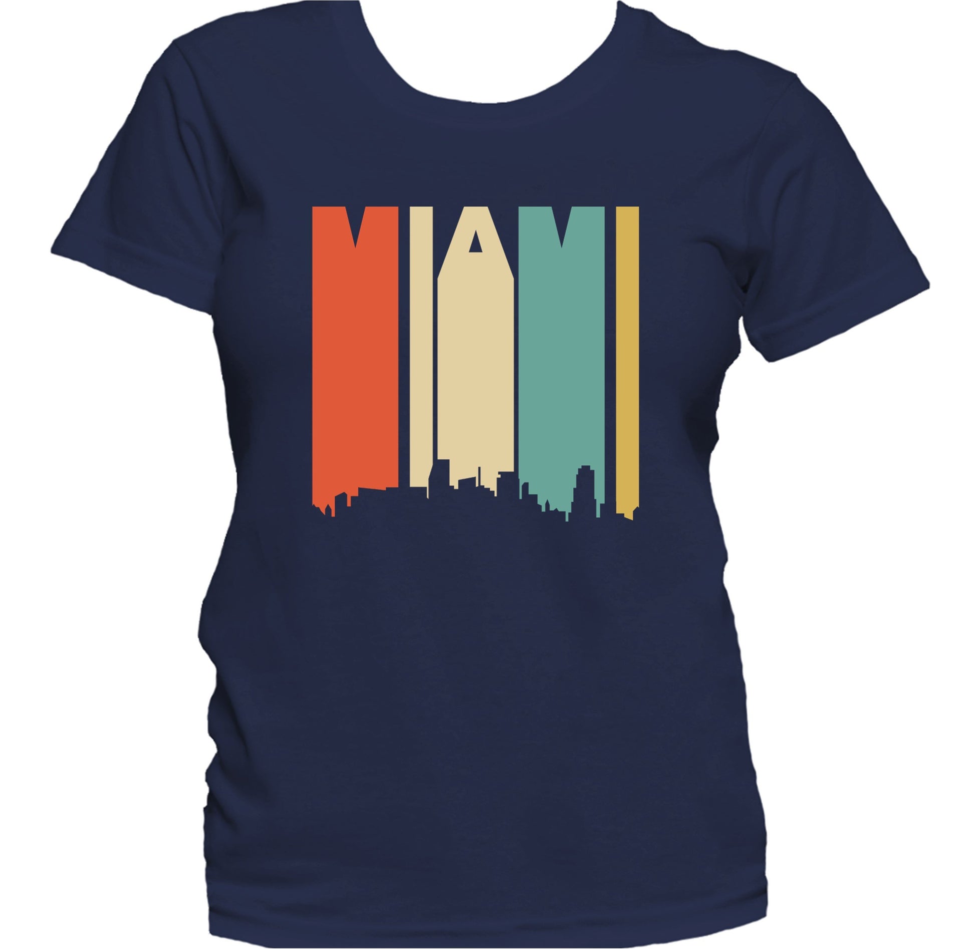 Retro 1970's Style Miami Florida Skyline Women's T-Shirt