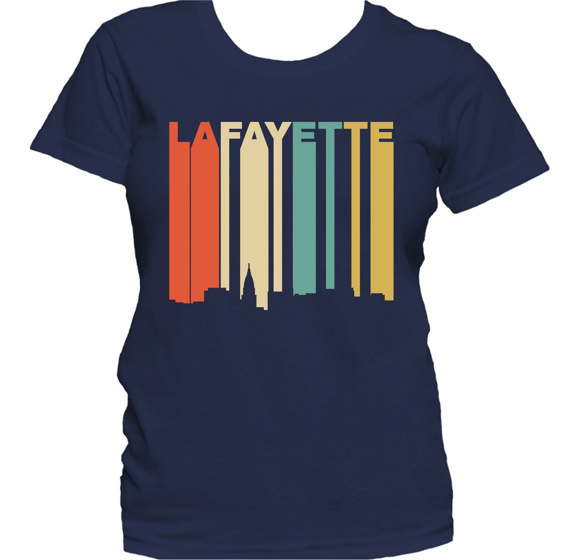 Retro 1970's Style Lafayette Indiana Skyline Women's T-Shirt