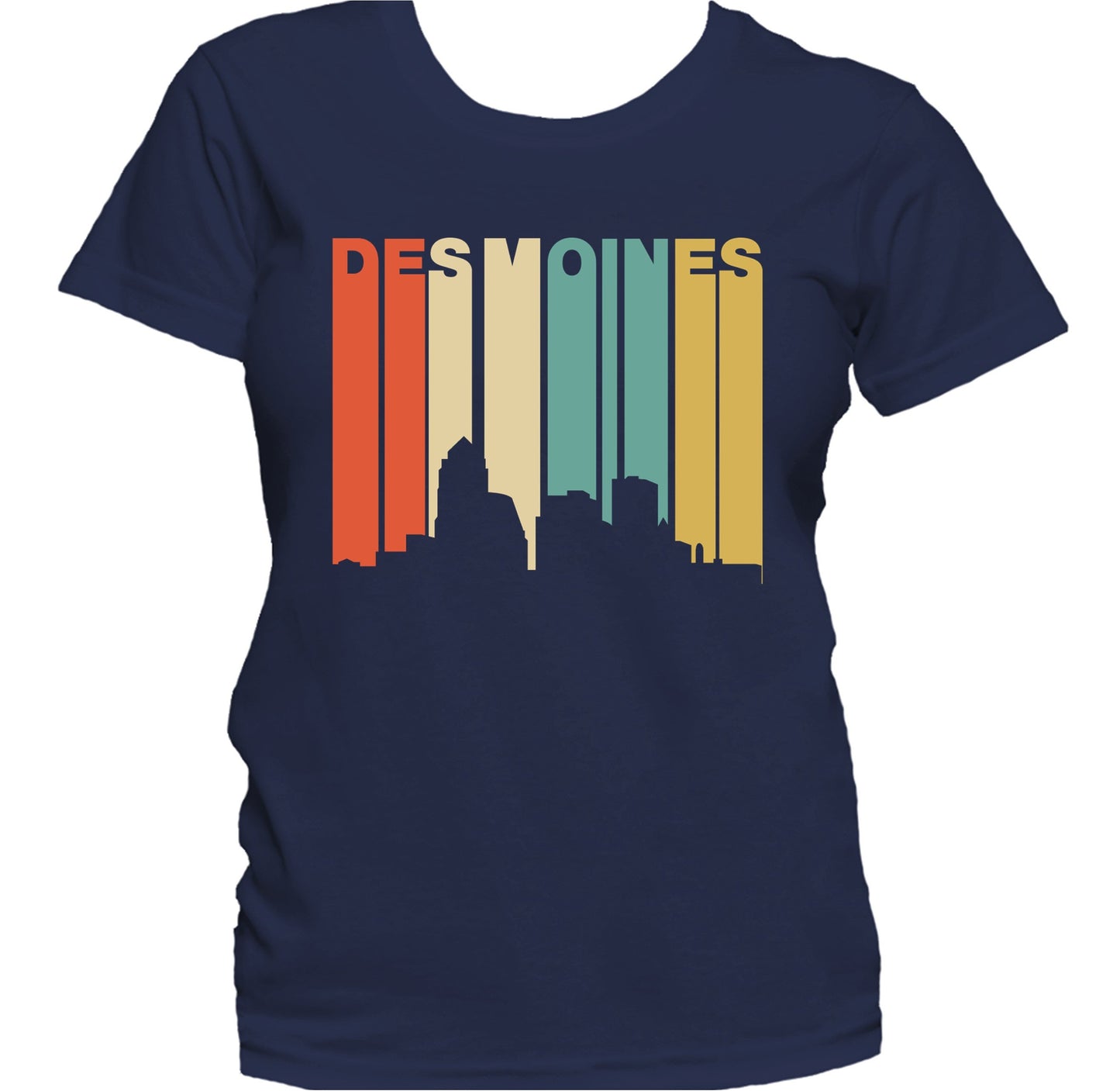 Retro 1970's Style Des Moines Iowa Skyline Women's T-Shirt