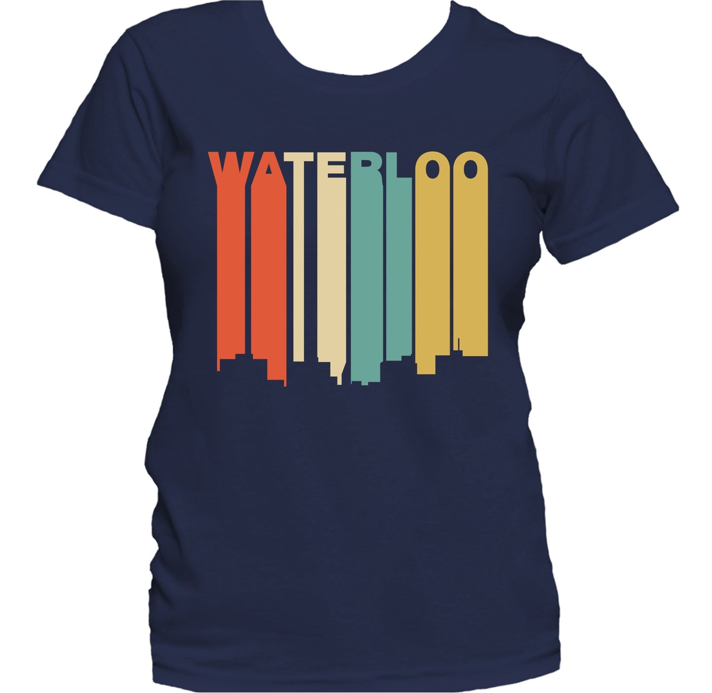Retro 1970's Style Waterloo Iowa Skyline Women's T-Shirt