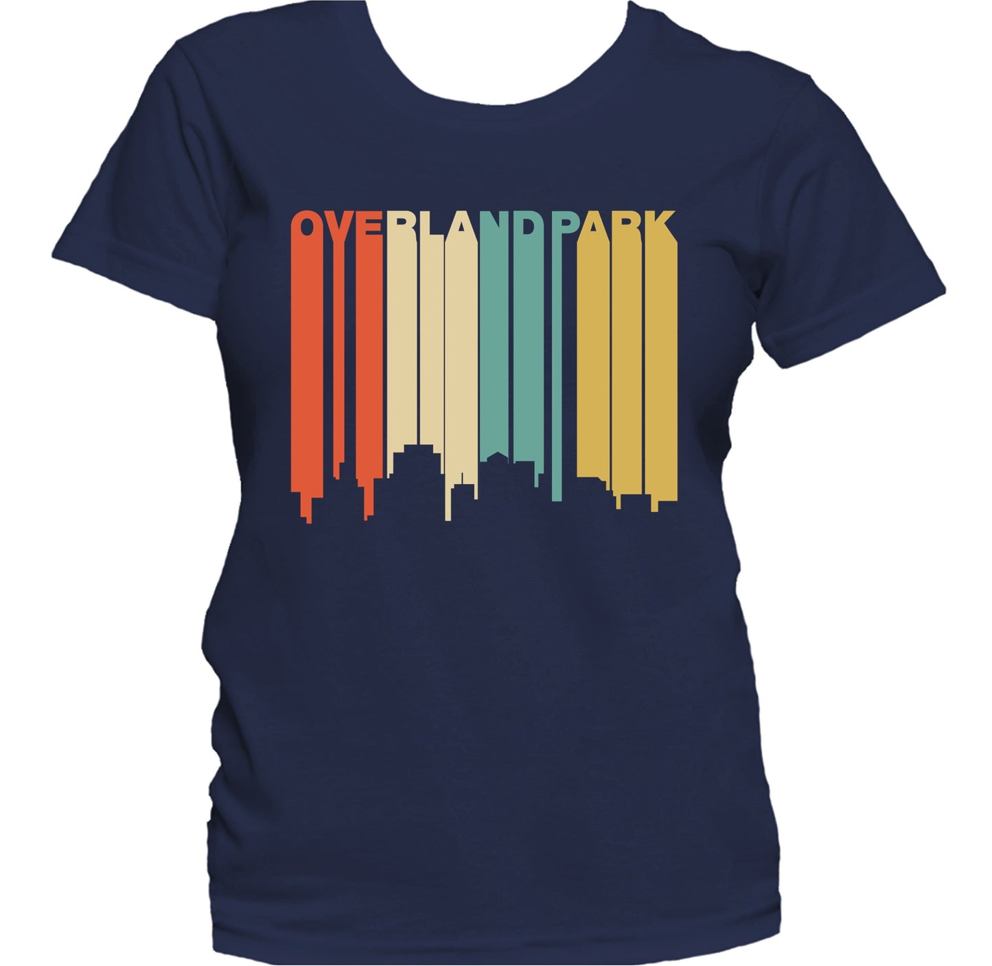 Retro 1970's Style Overland Park Kansas Skyline Women's T-Shirt