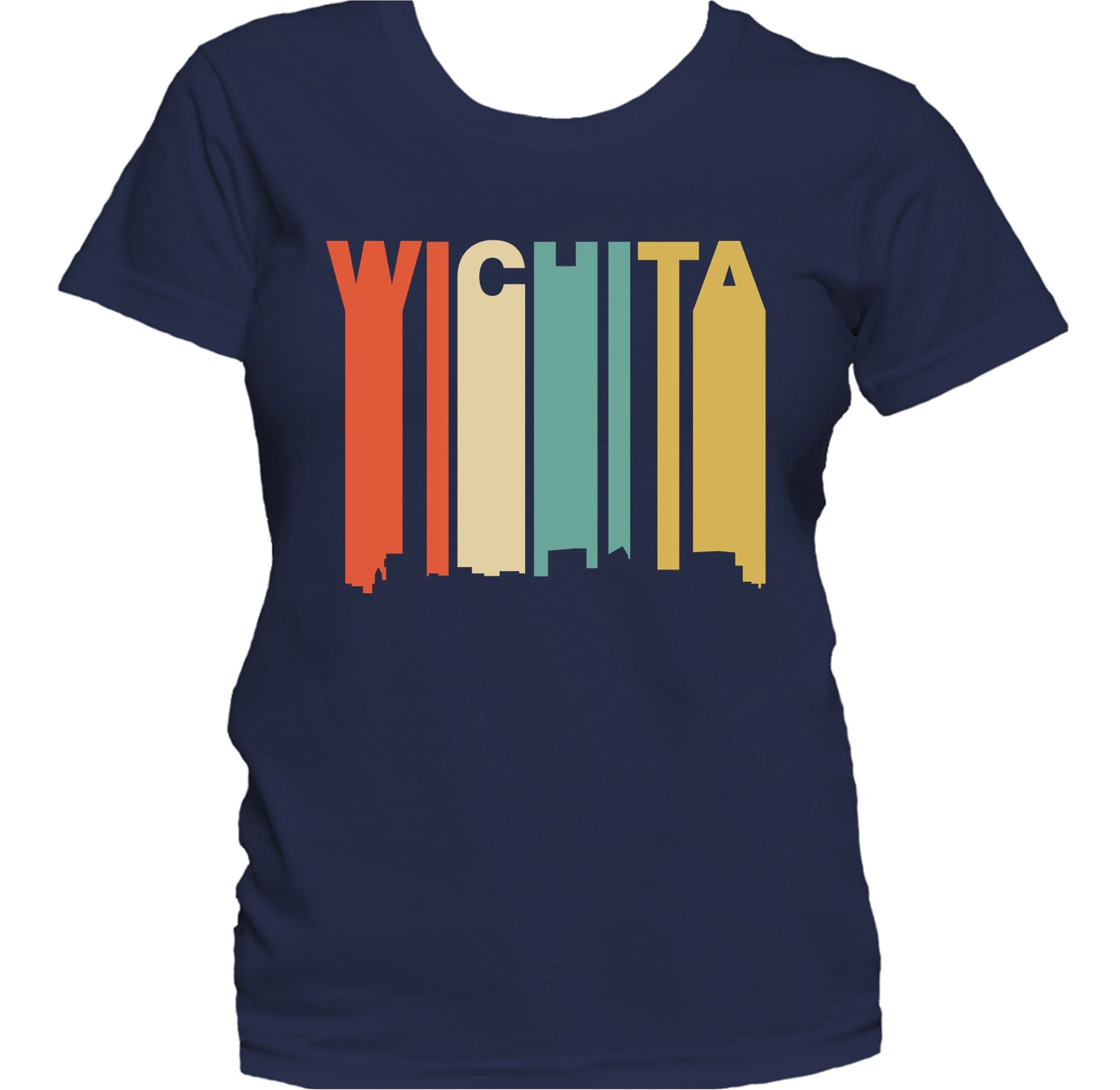 Retro 1970's Style Wichita Kansas Skyline Women's T-Shirt