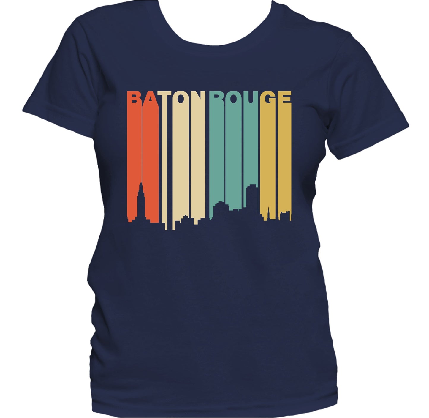 Retro 1970's Style Baton Rouge Louisiana Skyline Women's T-Shirt