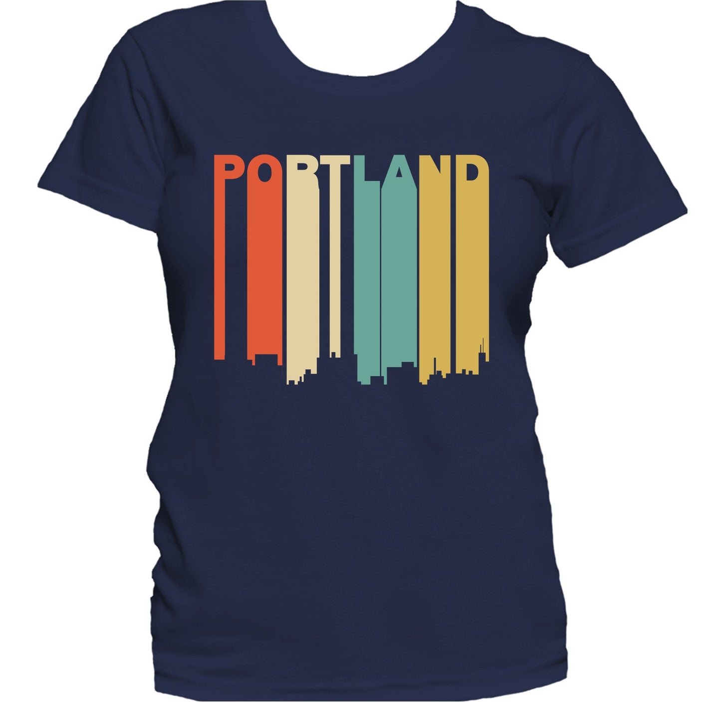Retro 1970's Style Portland Maine Skyline Women's T-Shirt