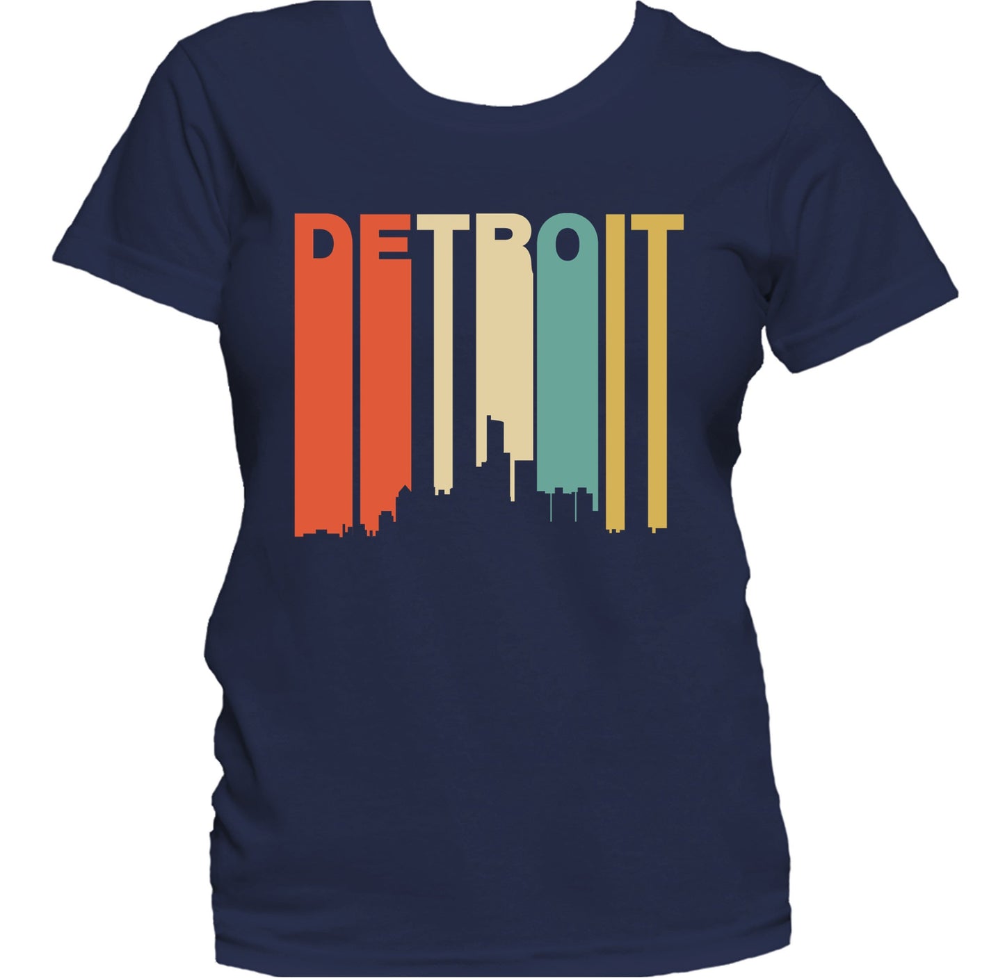 Retro 1970's Style Detroit Michigan Skyline Women's T-Shirt
