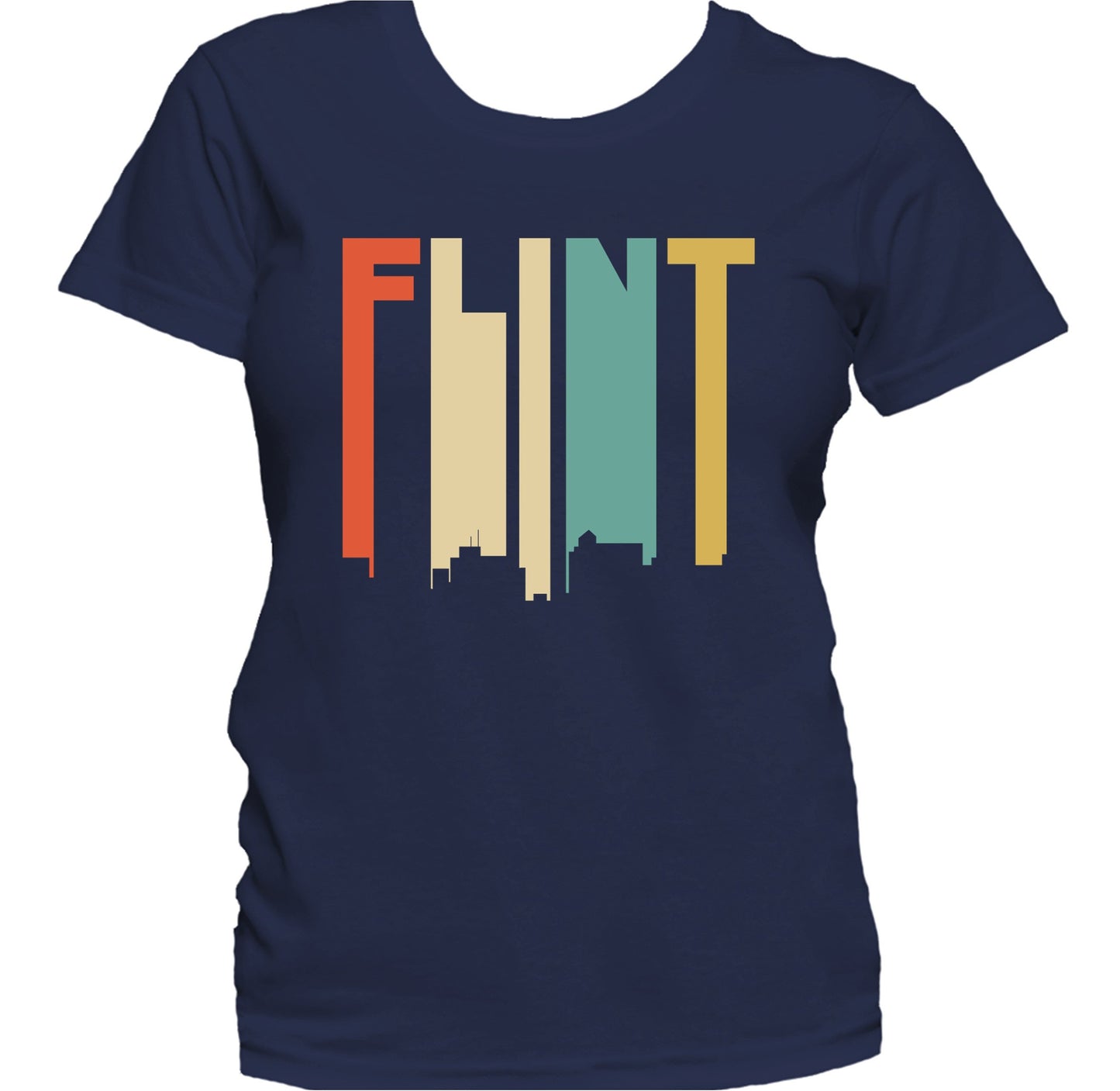 Retro 1970's Style Flint Michigan Skyline Women's T-Shirt