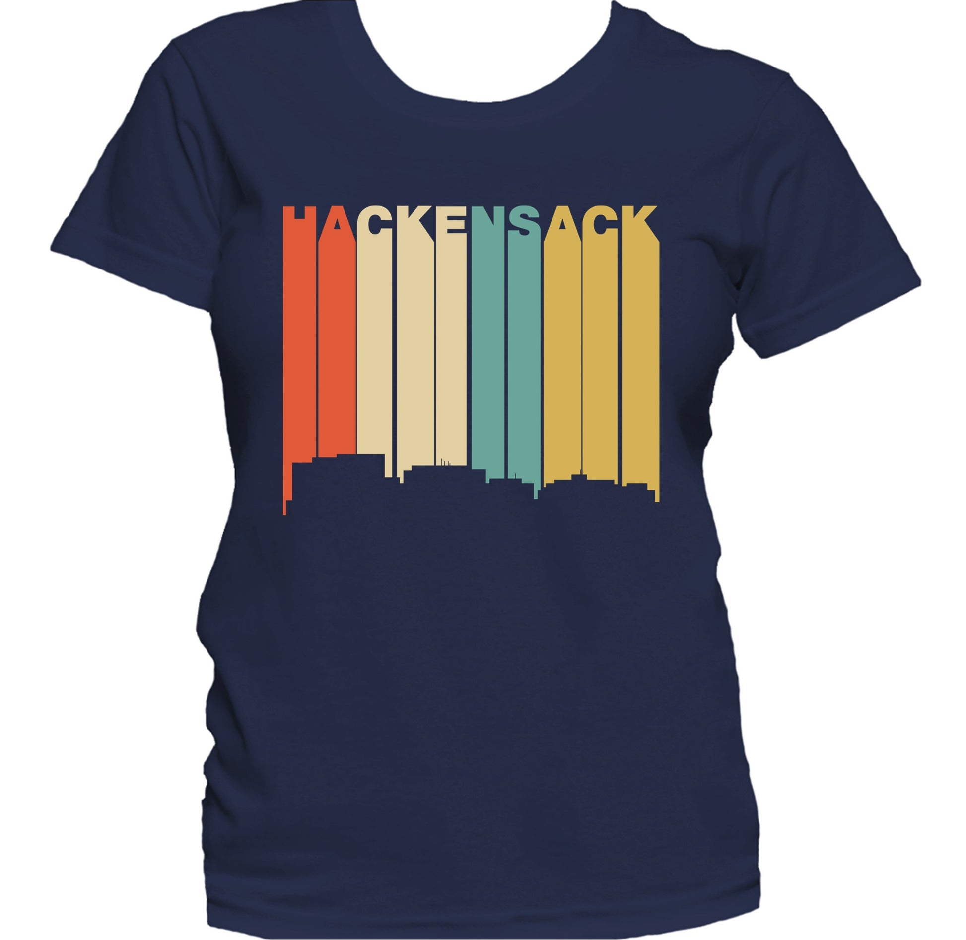 Retro 1970's Style Hackensack New Jersey Skyline Women's T-Shirt