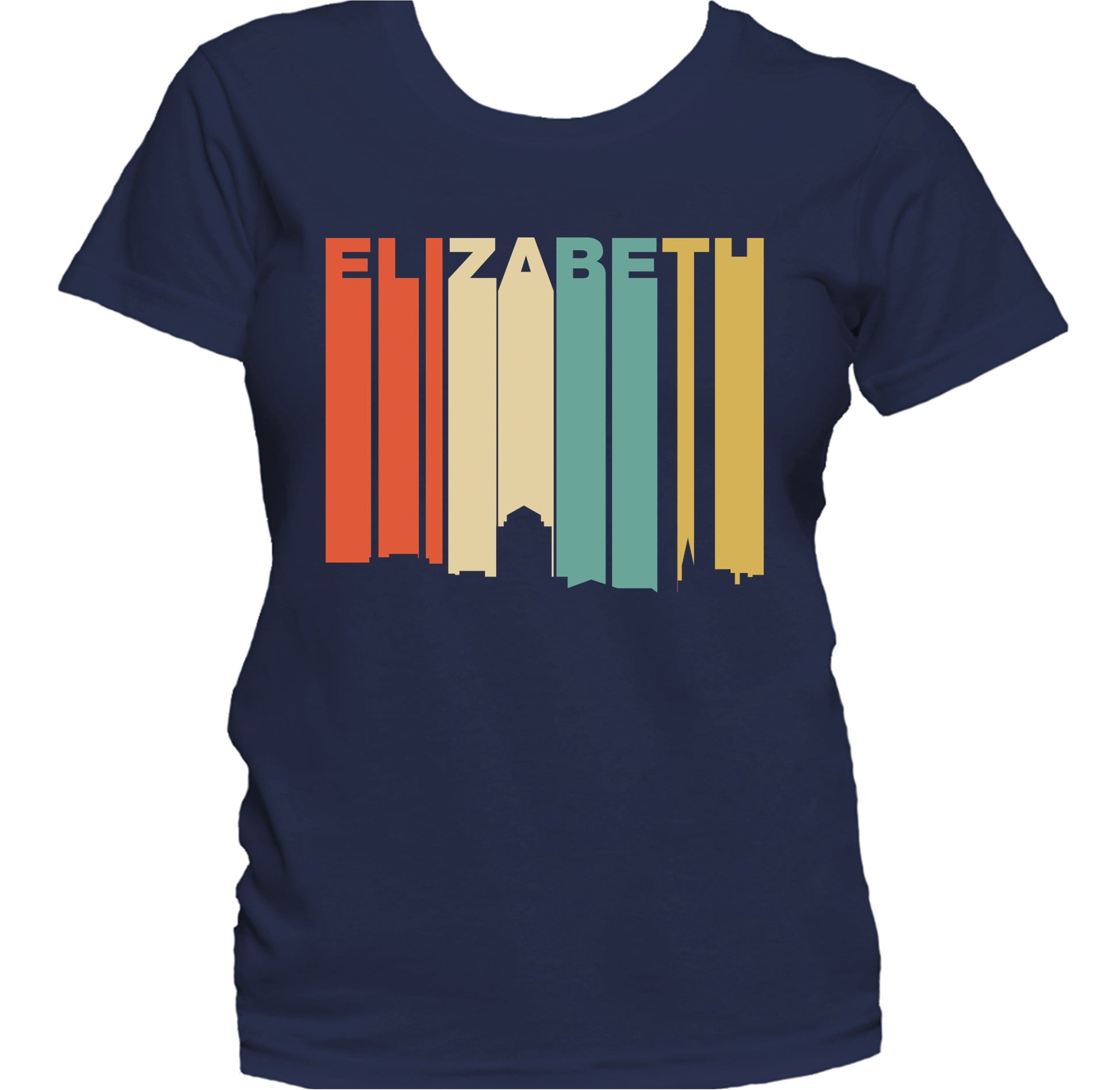 Retro 1970's Style Elizabeth New Jersey Skyline Women's T-Shirt