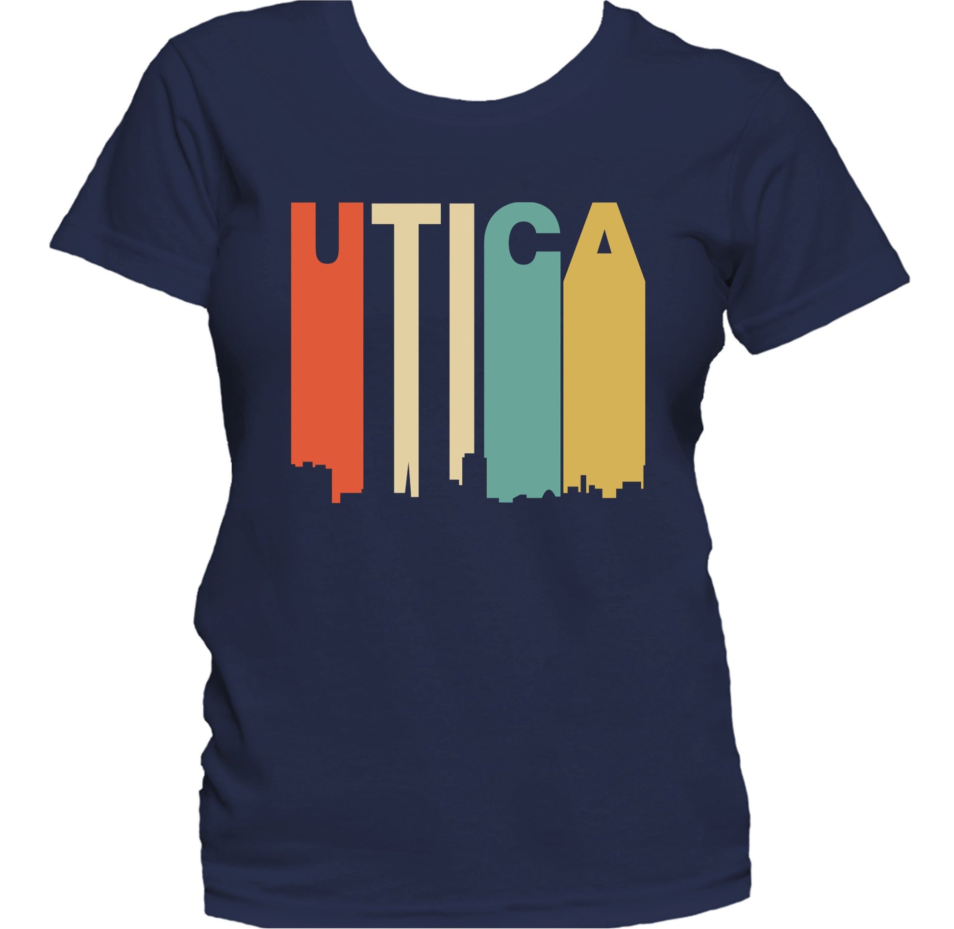 Retro 1970's Style Utica New York Skyline Women's T-Shirt