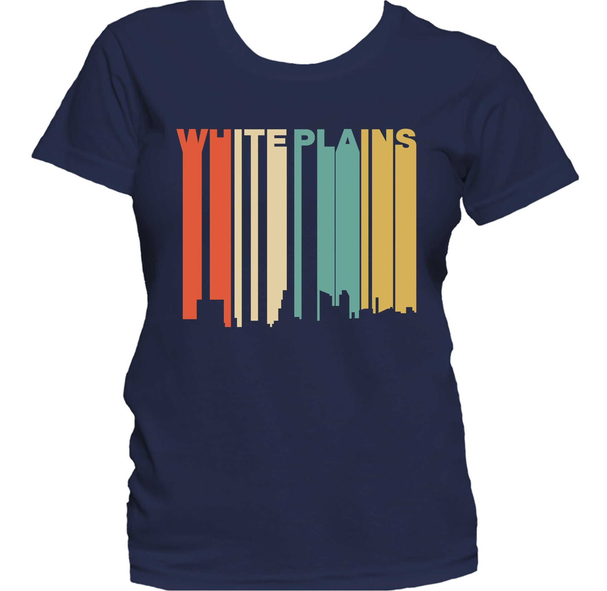 Retro 1970's Style White Plains New York Skyline Women's T-Shirt