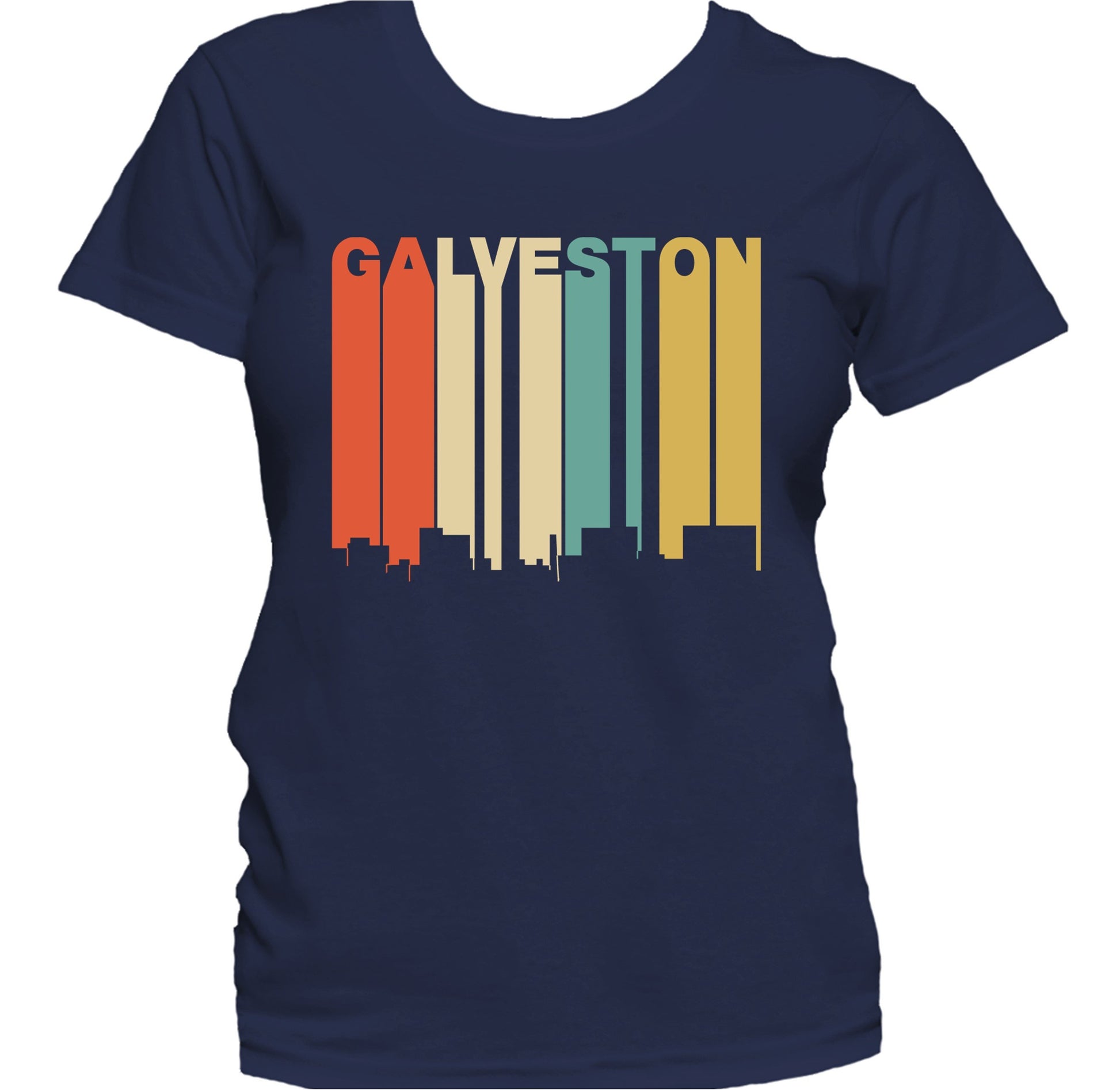 Retro 1970's Style Galveston Texas Skyline Women's T-Shirt