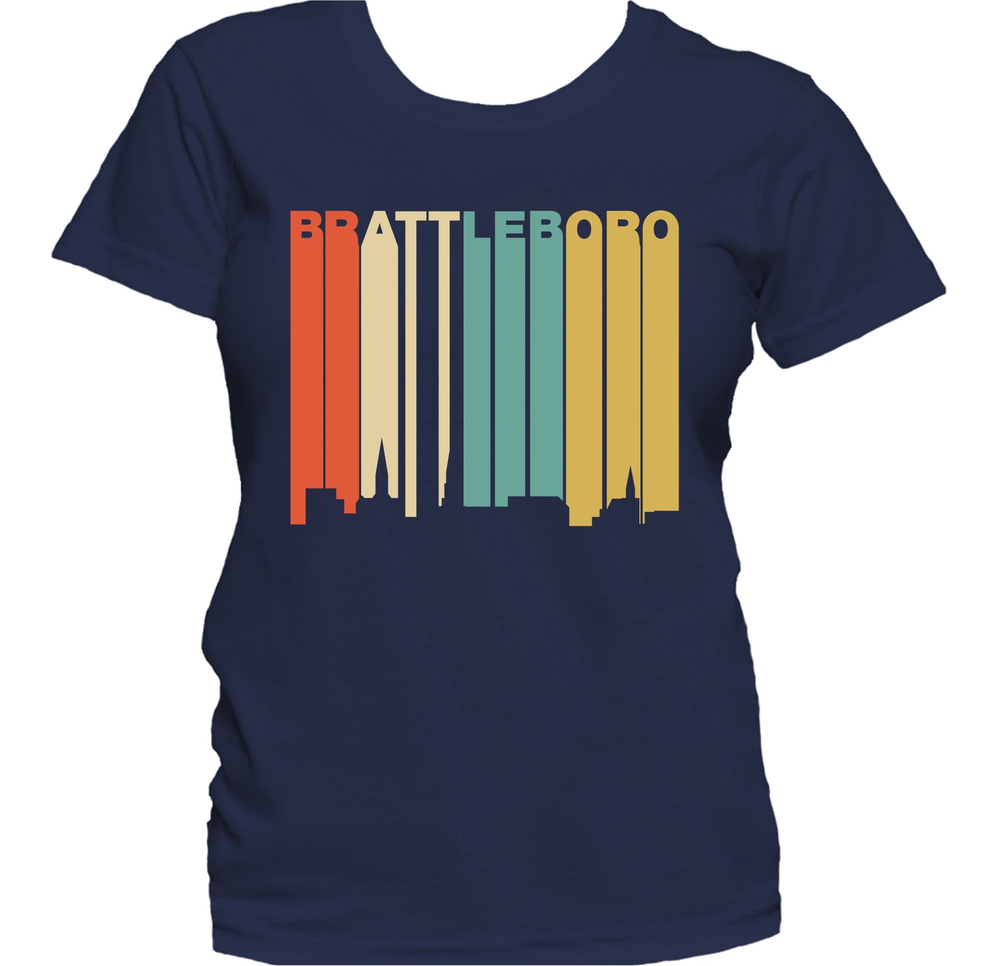 Retro 1970's Style Brattleboro Vermont Skyline Women's T-Shirt