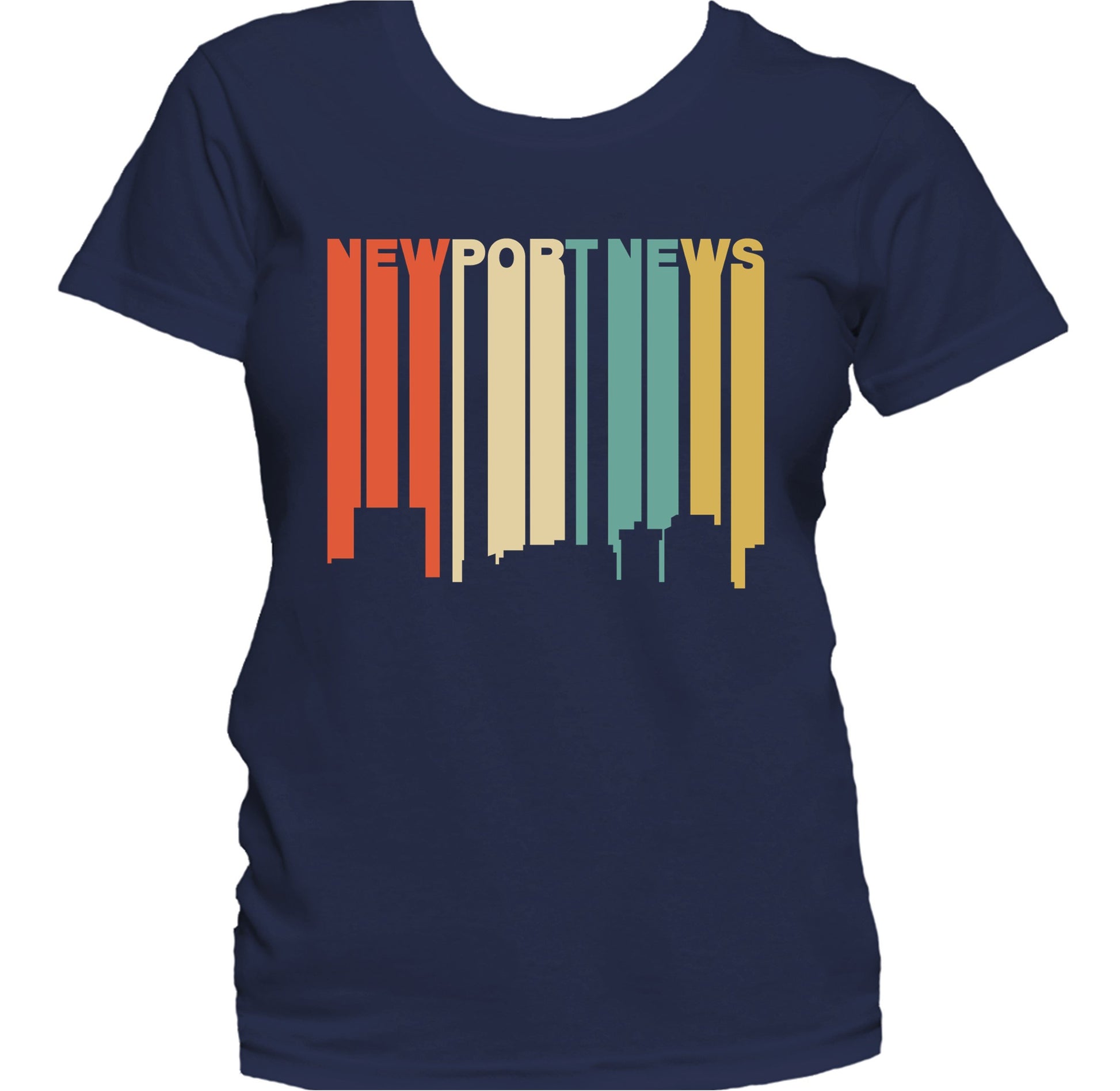 Retro 1970's Style Newport News Virginia Skyline Women's T-Shirt