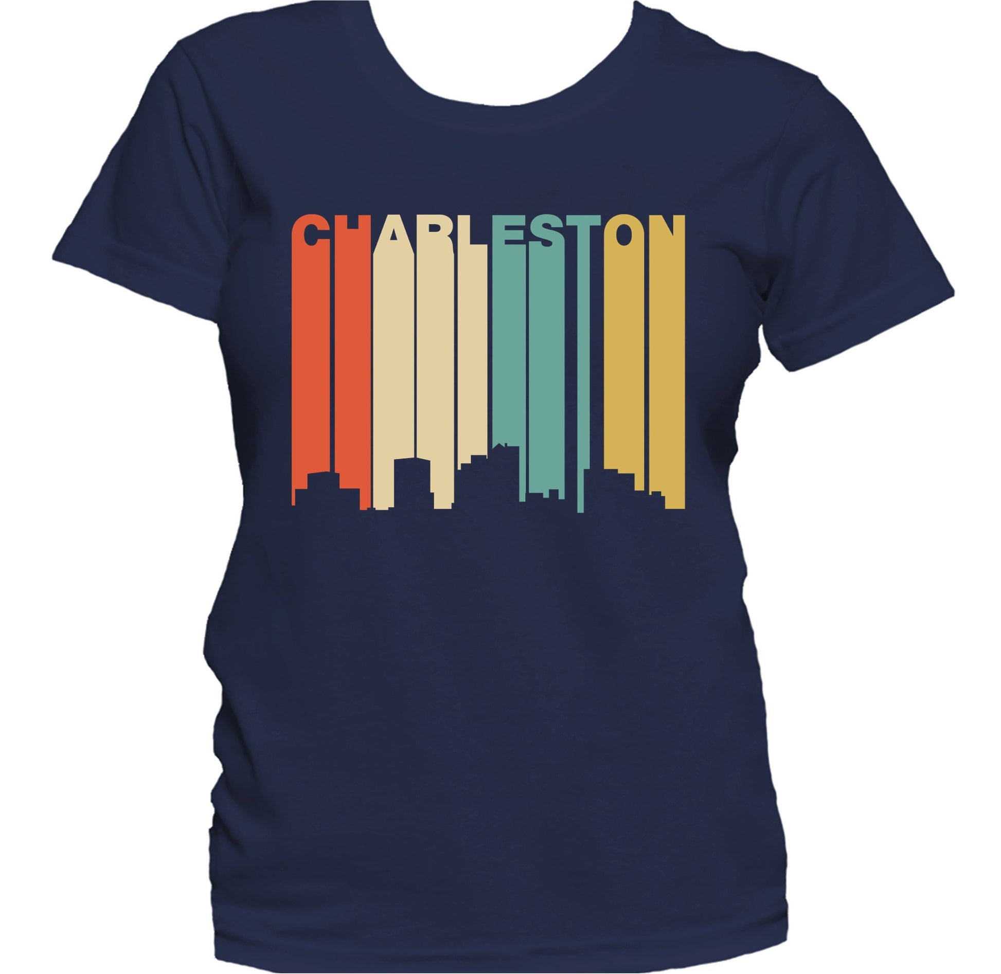 Retro 1970's Style Charleston West Virginia Skyline Women's T-Shirt