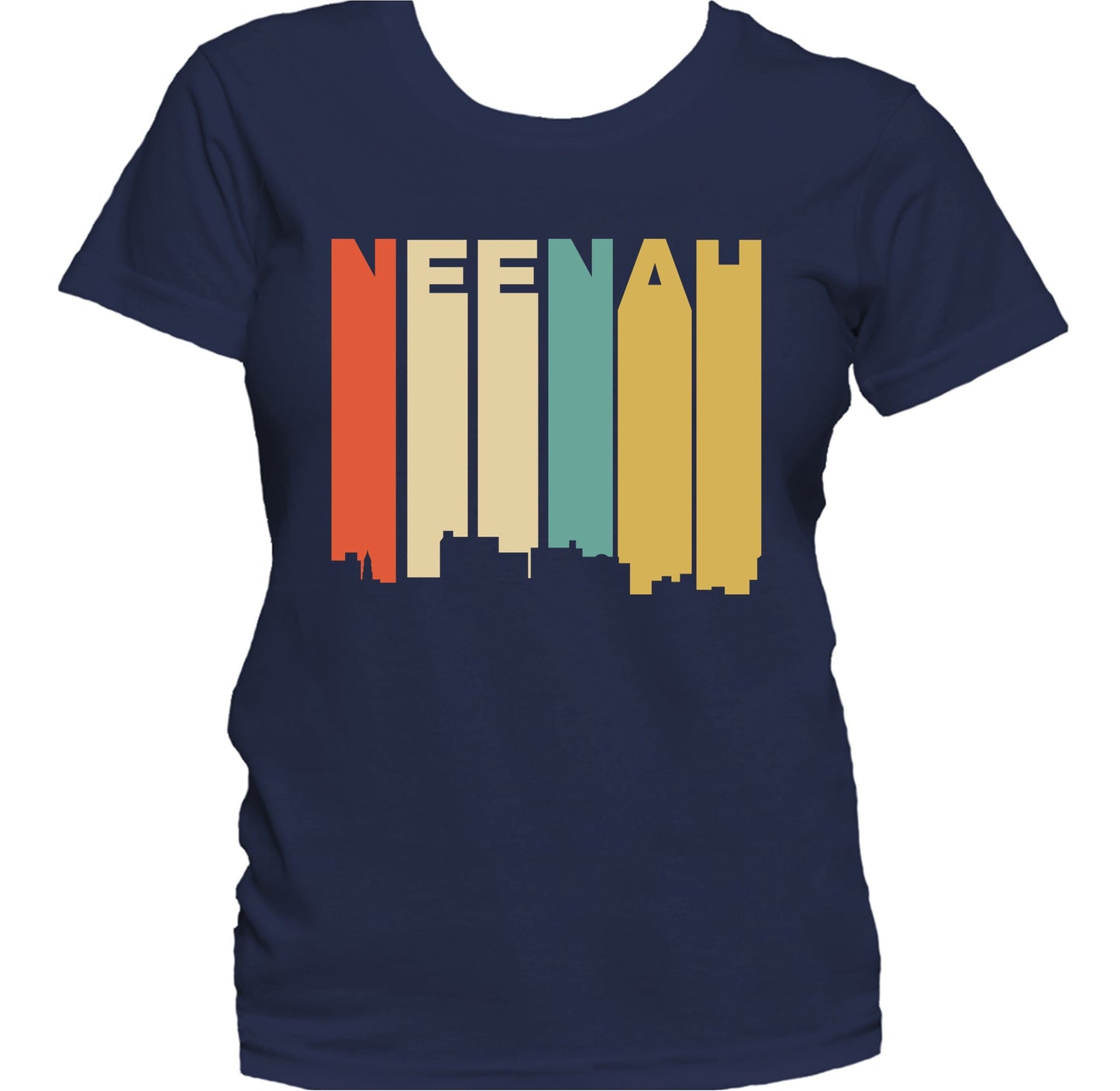 Retro 1970's Style Neenah Wisconsin Skyline Women's T-Shirt