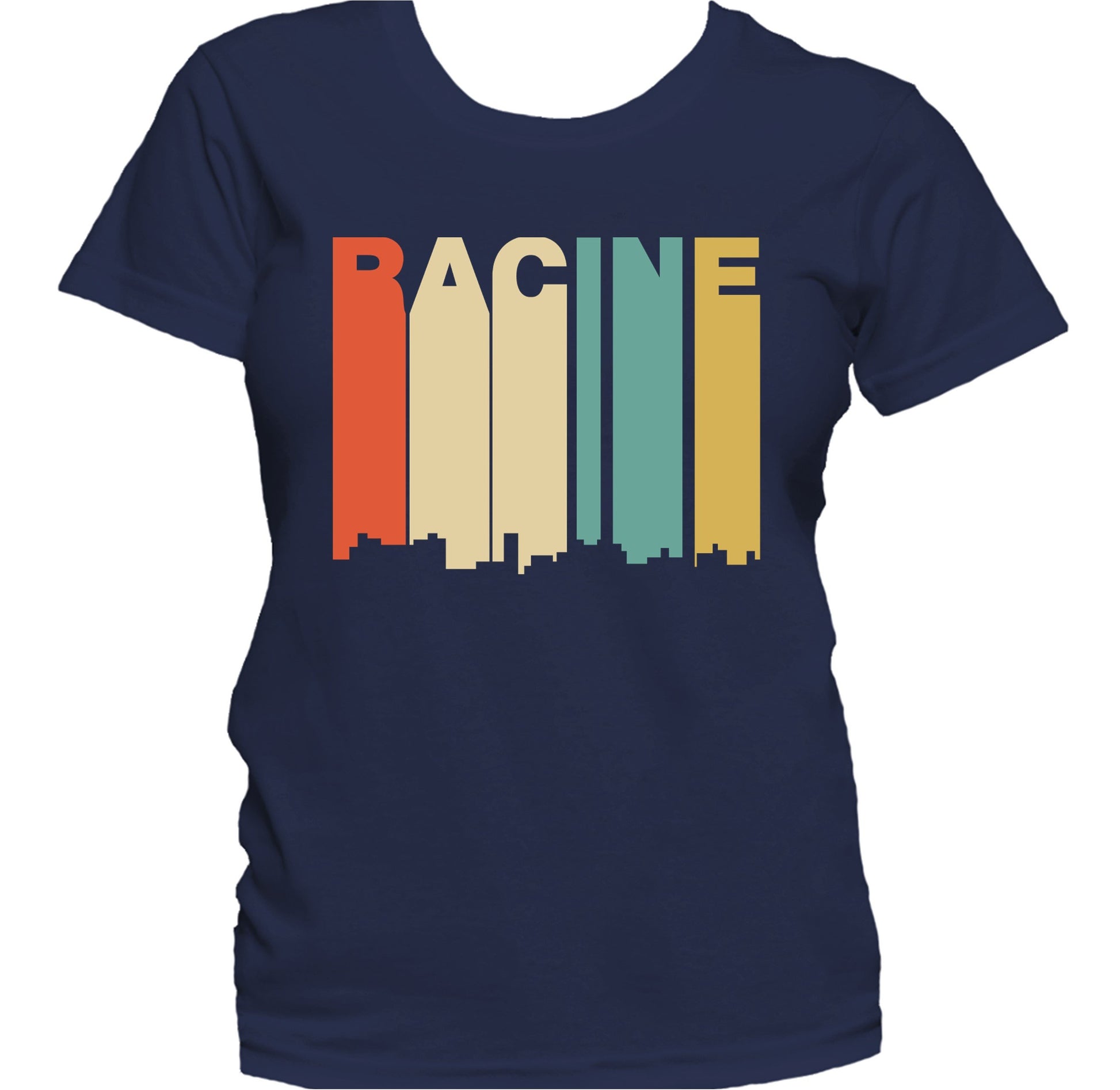 Retro 1970's Style Racine Wisconsin Skyline Women's T-Shirt